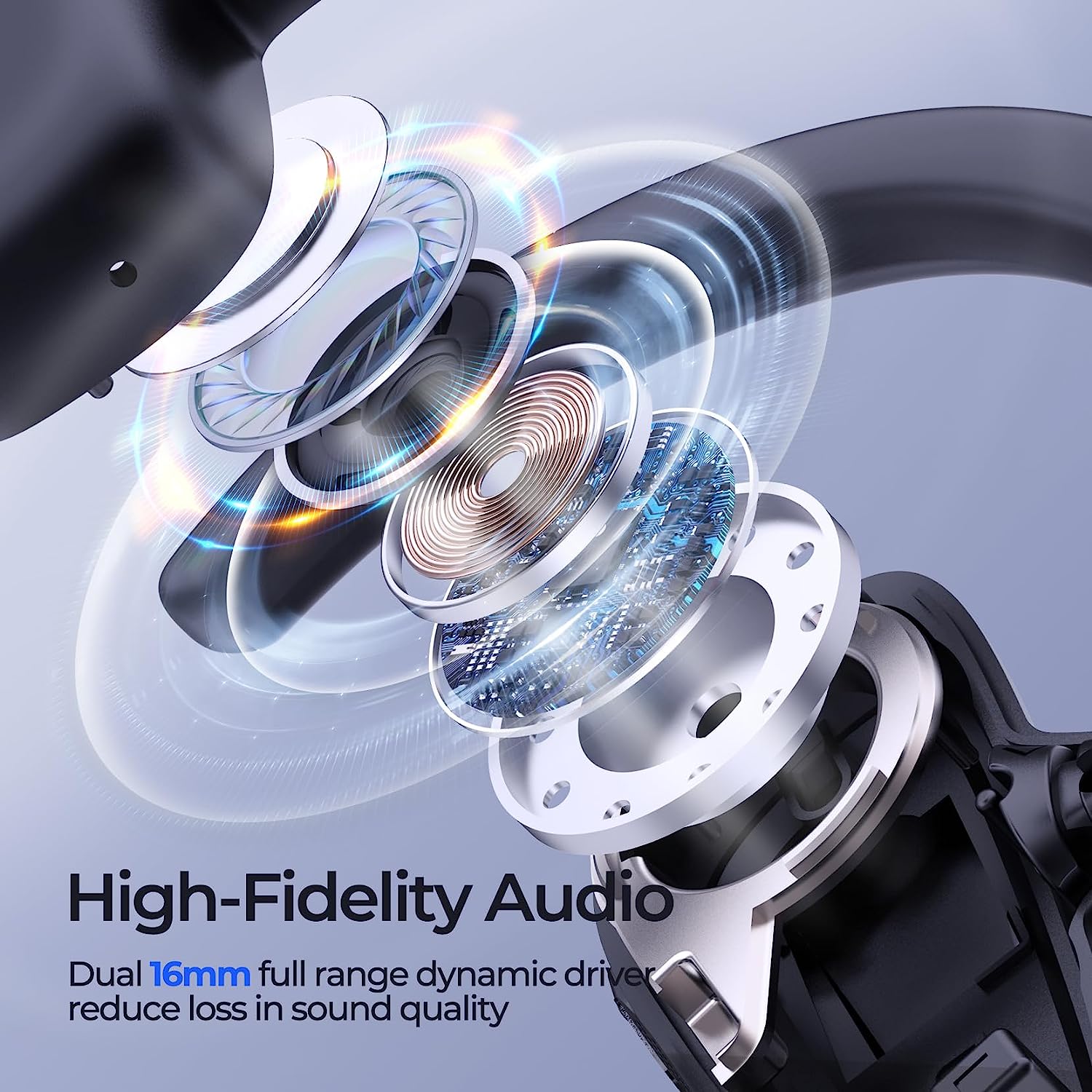 Mpow Purpods Open Ear Bluetooth Headphones for Sports & Running, Noise Cancelling Wireless Earbuds with Clear Calls - Perfect for Gym, Cycling & Outdoor Activities