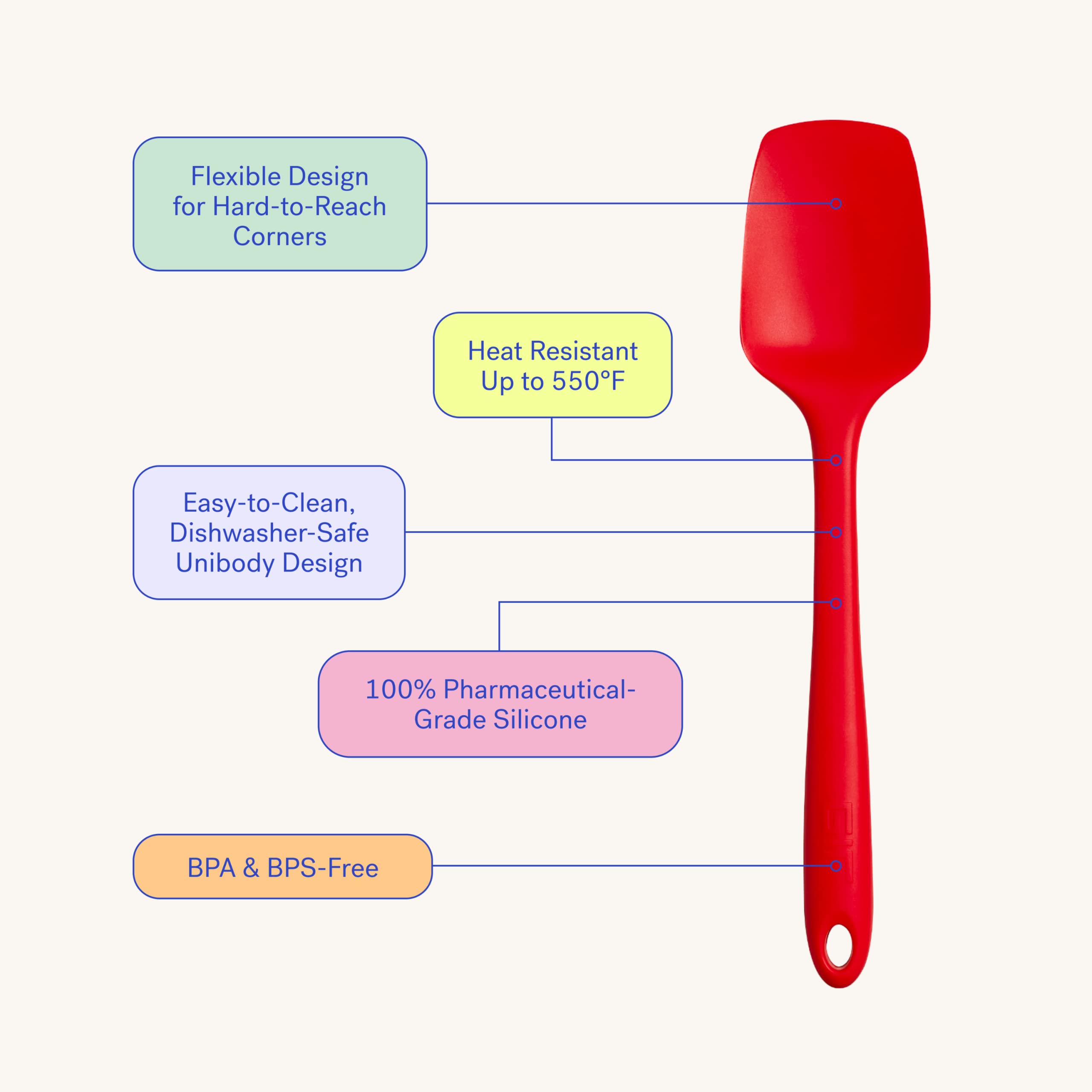 Premium Silicone Spoonula - 8 Inch Mini Spatula for Baking, Cooking & Mixing - Heat Resistant & Non-Stick - Studio White - Perfect for Kitchen, Cake Decorating & Food Prep