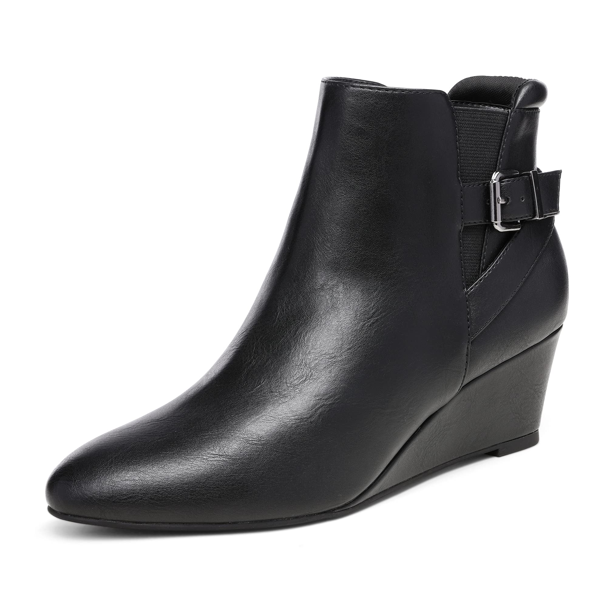 DREAM PAIRS Women's Black Ankle Booties with Wedge Heel - Stylish Comfort for Work, Party & Everyday Wear