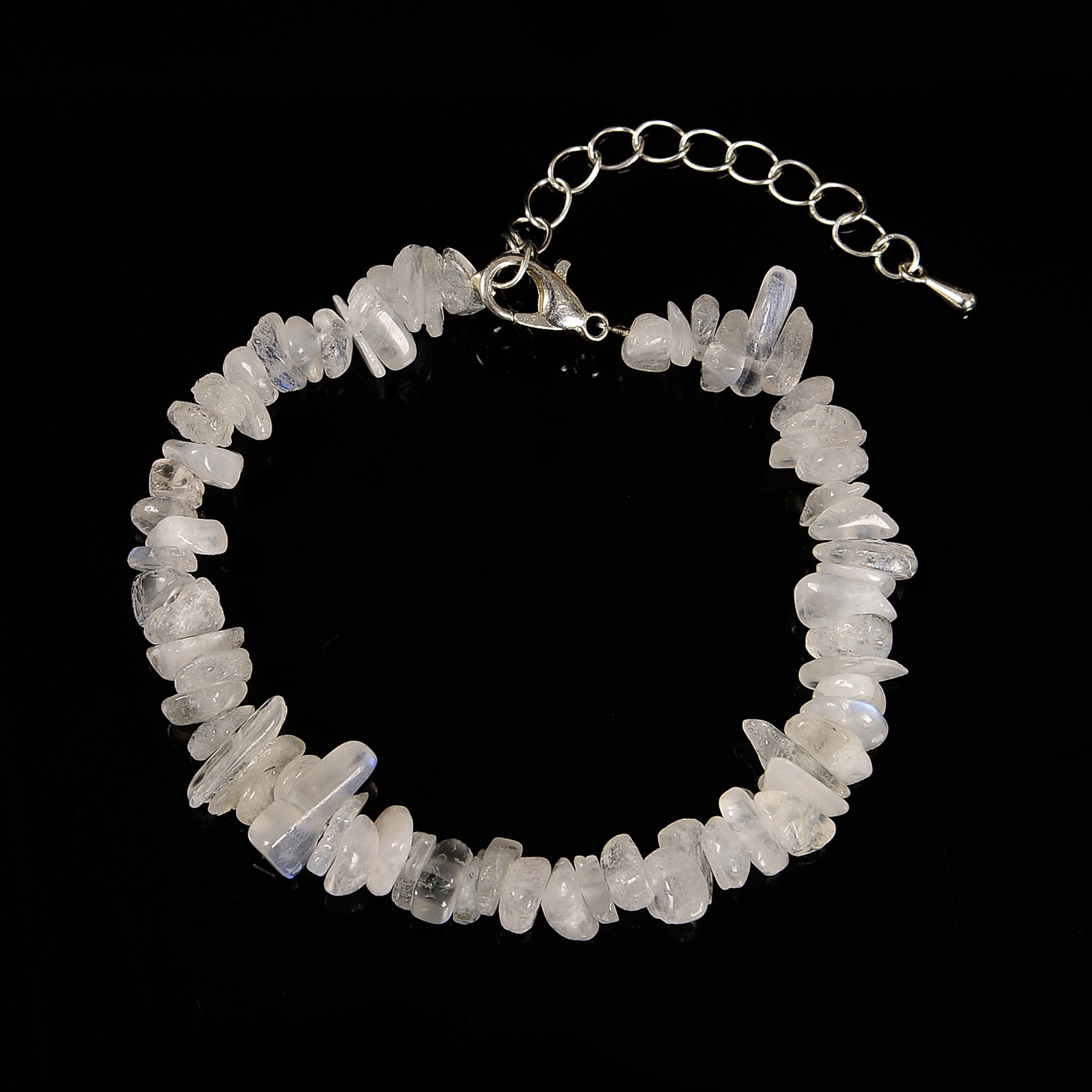 01 Mixed Gemstone Chips Bracelet with Silver Plated Clasp - 5mm & 8mm Beads - Adjustable 7