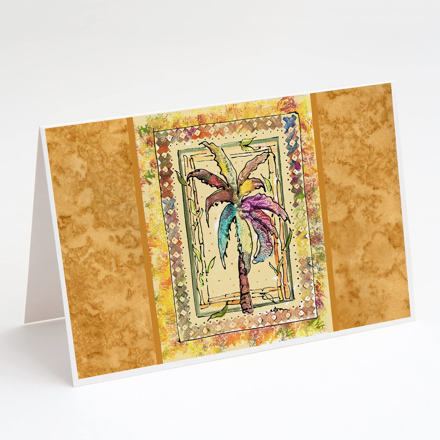 Palm Tree Greeting Cards & Envelopes Set - 8 Blank A7 Note Cards (5x7 Inches) for Tropical Themed Occasions | Perfect for Beach Parties, Summer Invitations & Vacation Thank You Notes
