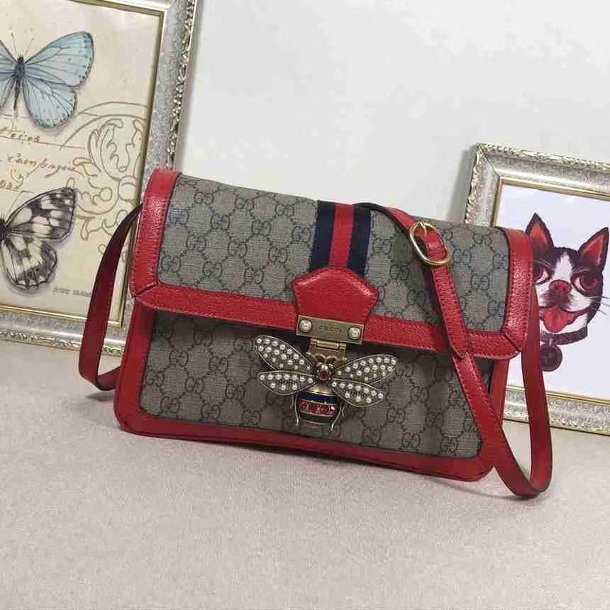 Gucci Queen Margaret GG Supreme Medium Shoulder Bag in Red | Luxury Designer Handbag for Women | Perfect for Work, Parties & Everyday Use