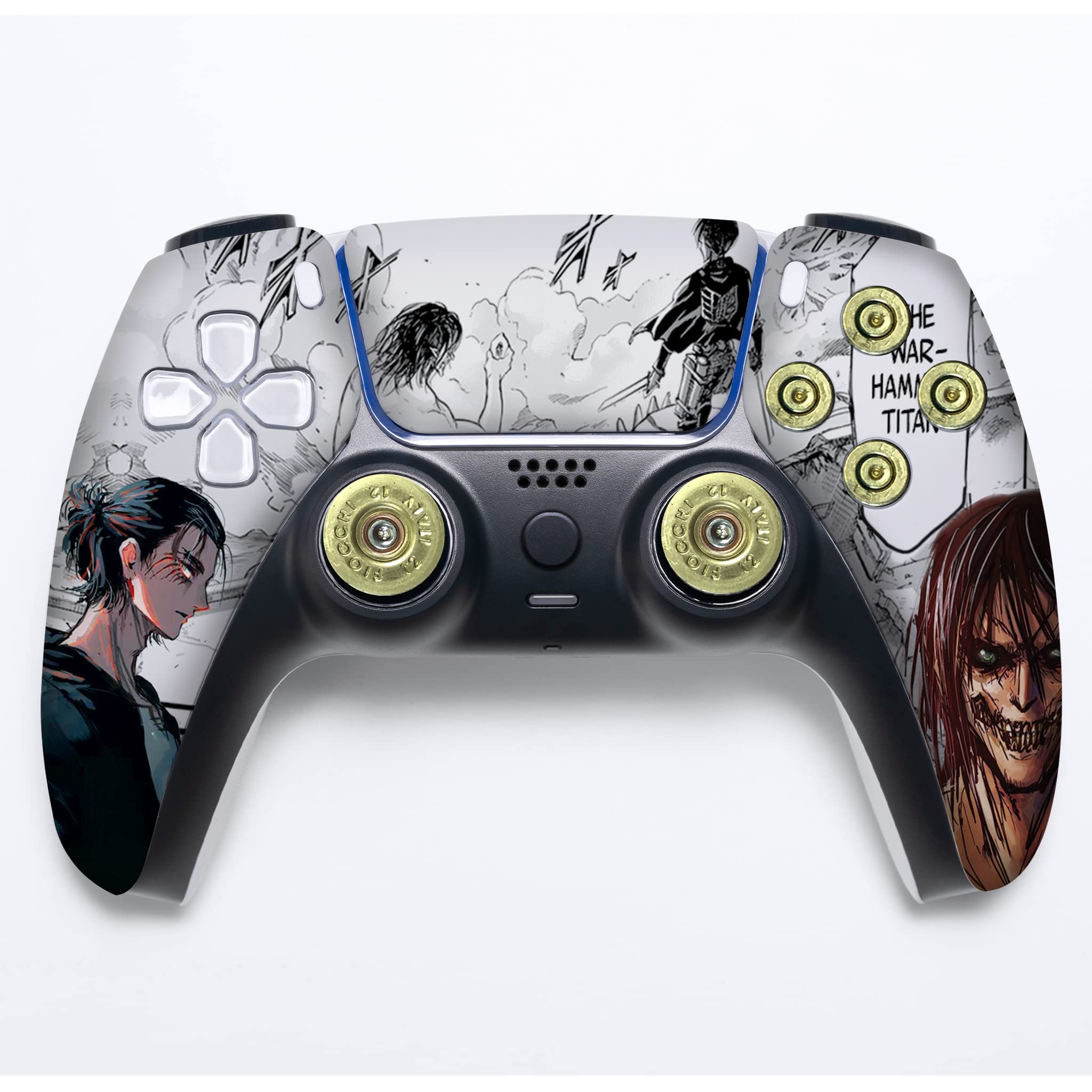 Attack on Titan Themed Custom Wireless PS5 Controller - Compatible with Playstation 5 Console | Officially Licensed Hydro-Dip Printed Design (Not Just a Skin) | Perfect for Gaming Enthusiasts & Anime Fans - Great for Competitive Play, Streaming, and Collectors