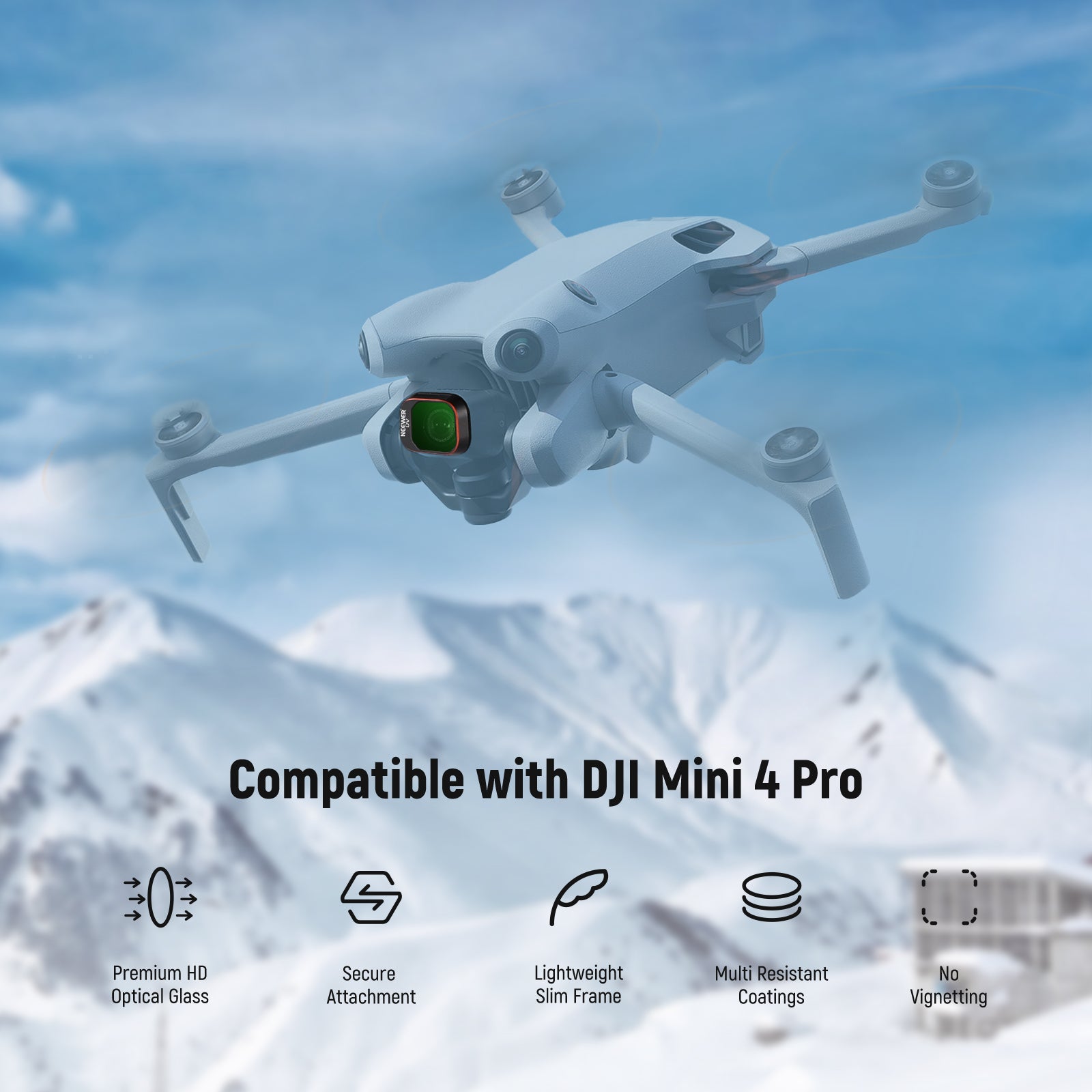 NEEWER FL 33 4-Pack Adjustable ND Filter Kit for DJI Mini 4 Pro Drone - Perfect for Aerial Photography, Videography & Cinematic Shots in Bright Sunlight