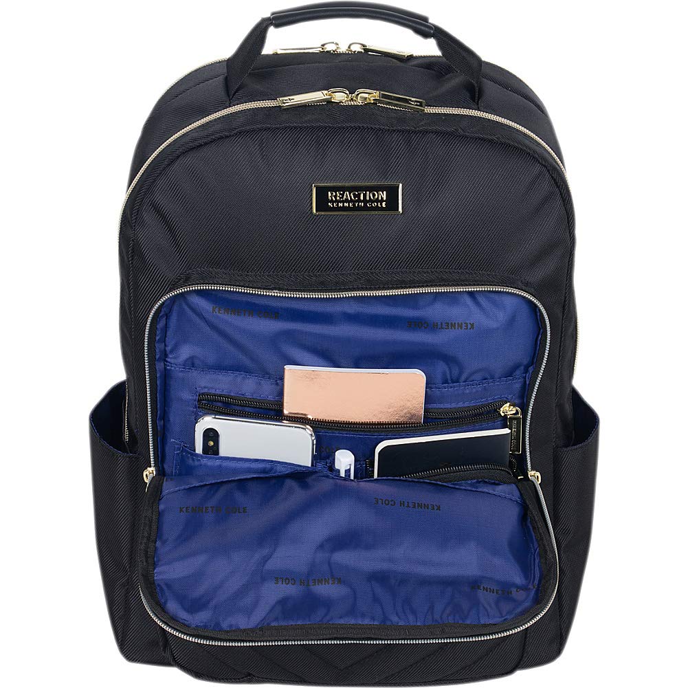 Kenneth Cole REACTION Women's Chelsea Chevron 15 Inch Laptop Tablet Backpack Navy Blue - Stylish Work Commute Travel & College School Bag for Women