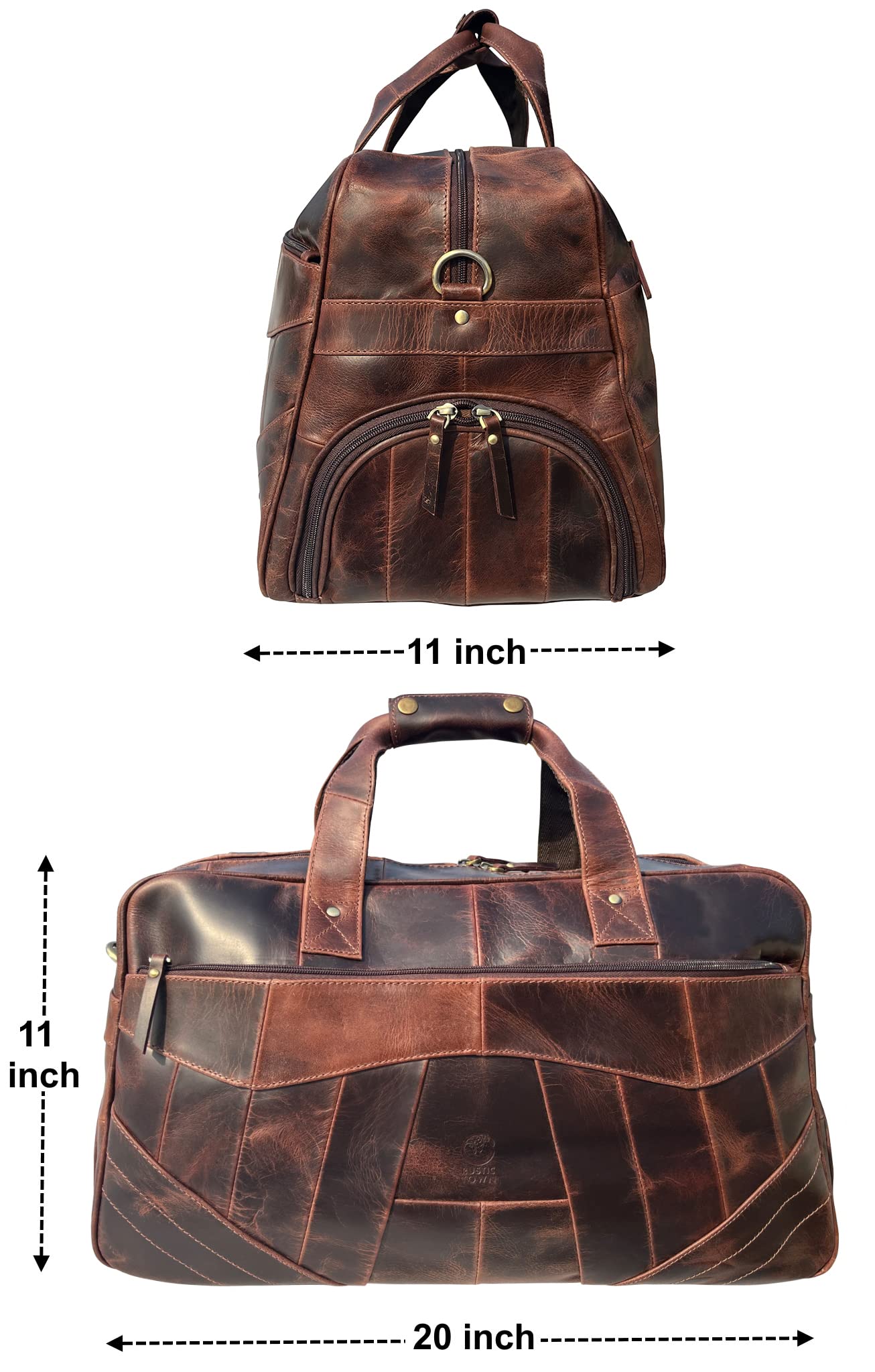 Premium Men's Leather Duffle Bag - Waterproof Travel & Gym Weekender with 2 Shoe Compartments - Airplane Underseat Carry On Luggage for Business Trips, Weekend Getaways & Sports Gear Storage