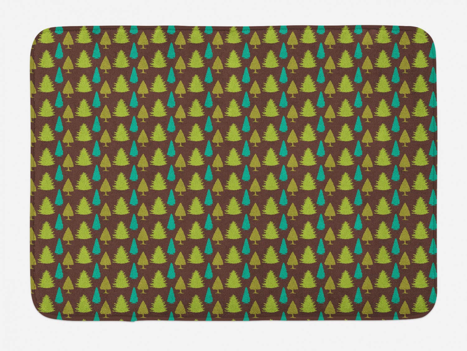 Ambesonne Non-Slip Plush Bath Mat - Pine Tree Forest Print, 30