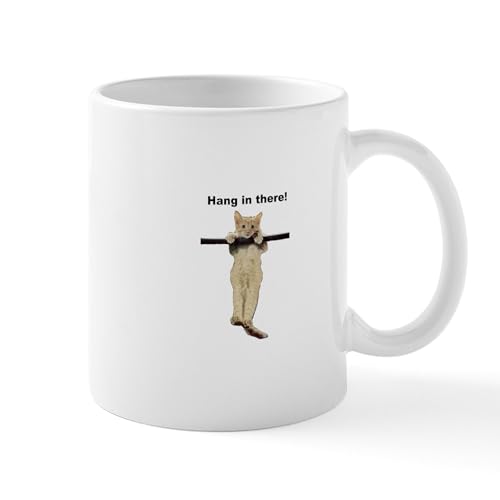 White - Hang In There Baby Cute Kitty Cat Kitten On Branch
