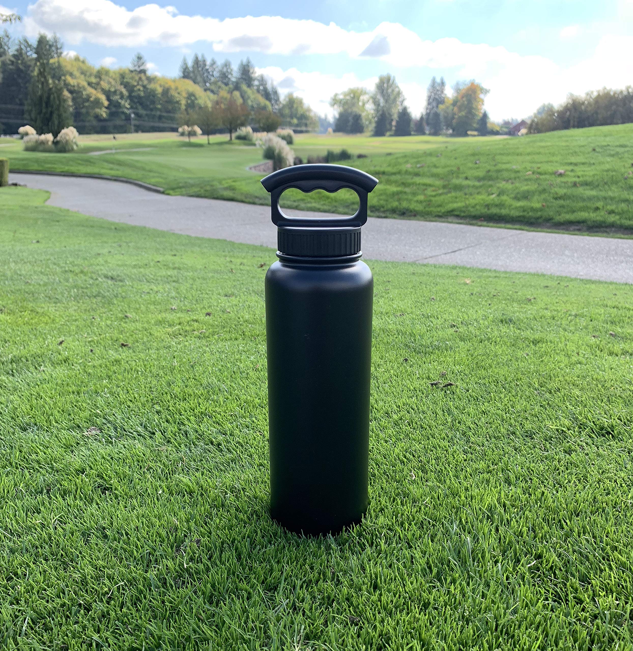 FIFTY/FIFTY 32oz Stainless Steel Vacuum Insulated Water Bottle - Double Wall Thermal Flask with Leakproof Wide Mouth & Easy Grip Cap - Perfect for Gym, Hiking, Travel & Outdoor Activities