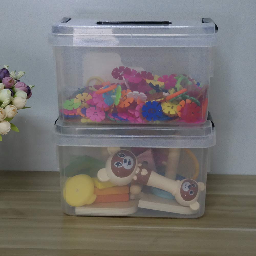 4.5L Clear Plastic Storage Box with Latch - 4-Pack Set for Home Organization, Kitchen Pantry, Office Supplies & Craft Storage