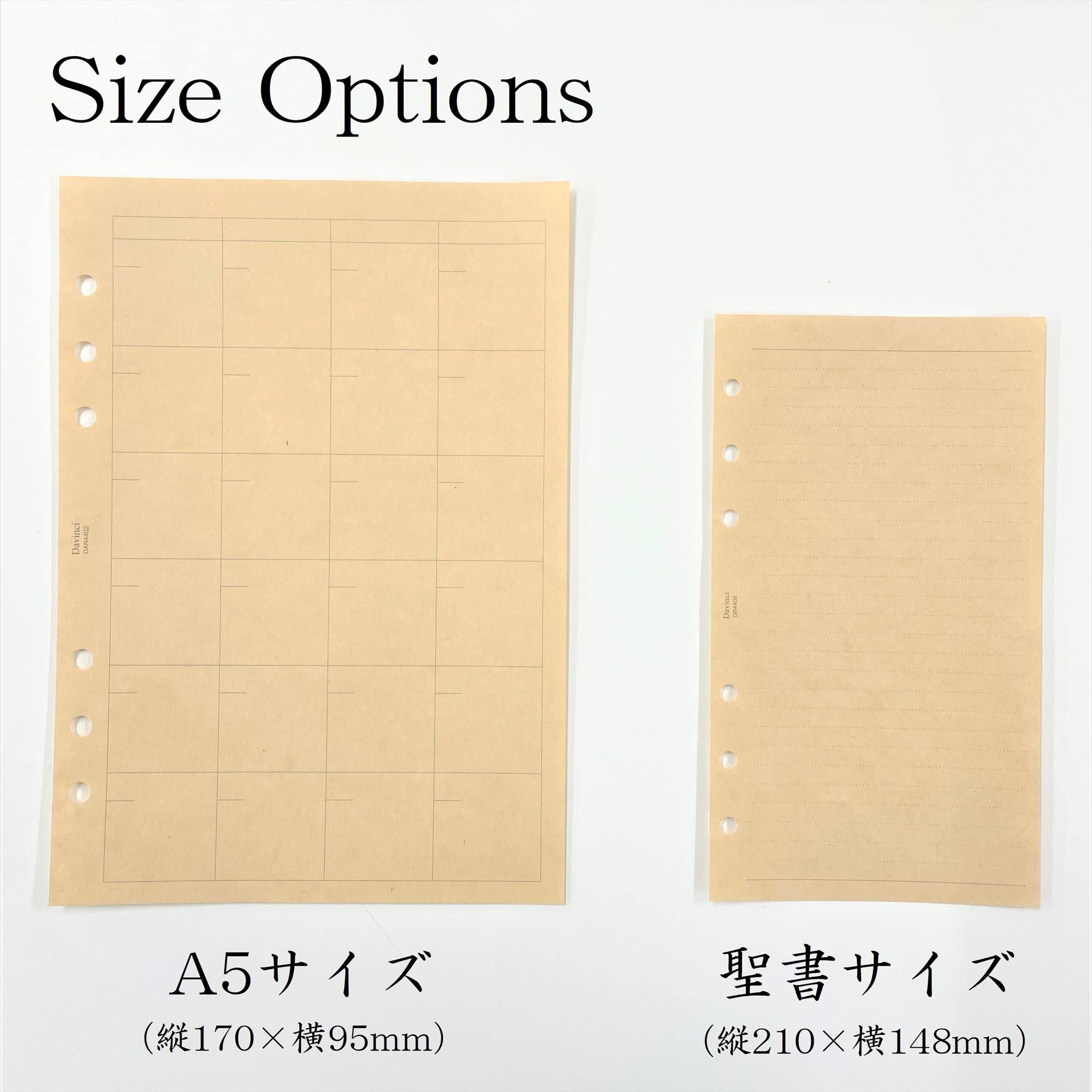 Raymay Fujii DR4407 Da Vinci Notebook Refill - Bamboo Paper Dot Grid Journal for Bible Study, Sketching & Note Taking - A5 Size (4.1