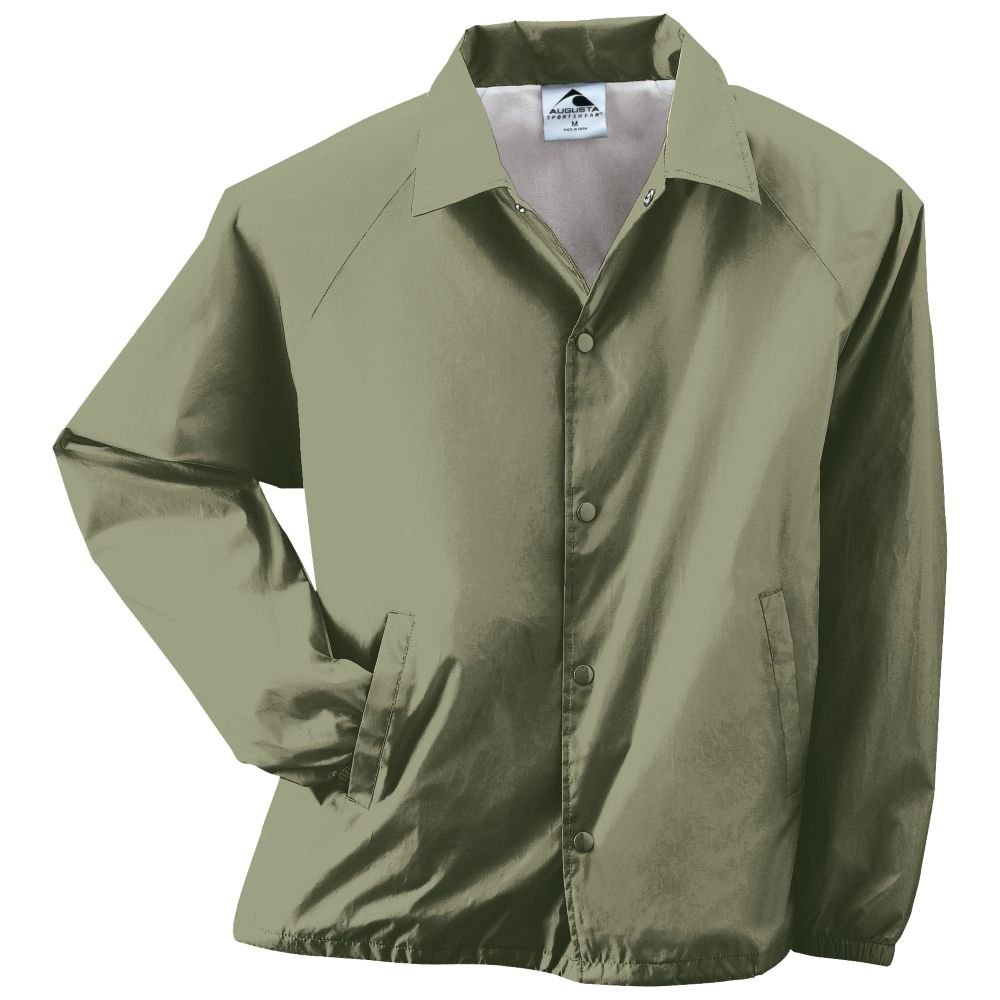Augusta Activewear Nylon Coach's Jacket - Lightweight Lined Windbreaker for Men & Women | Olive Drab Green | Size Large | Perfect for Outdoor Sports, Running & Casual Wear