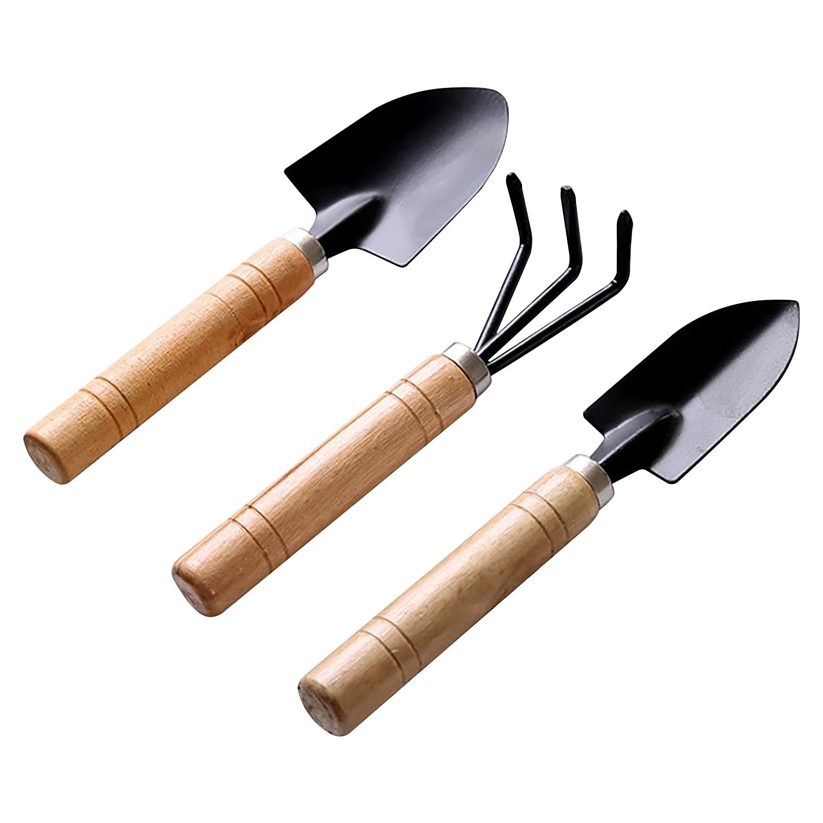 3-Piece Garden Tool Set - Small Shovel, Trowel & Rake for Digging, Planting & Sand Play | Durable Gardening Supplies for Outdoor, Camping & Kids Activities | Perfect for Backyard, Beach & DIY Projects