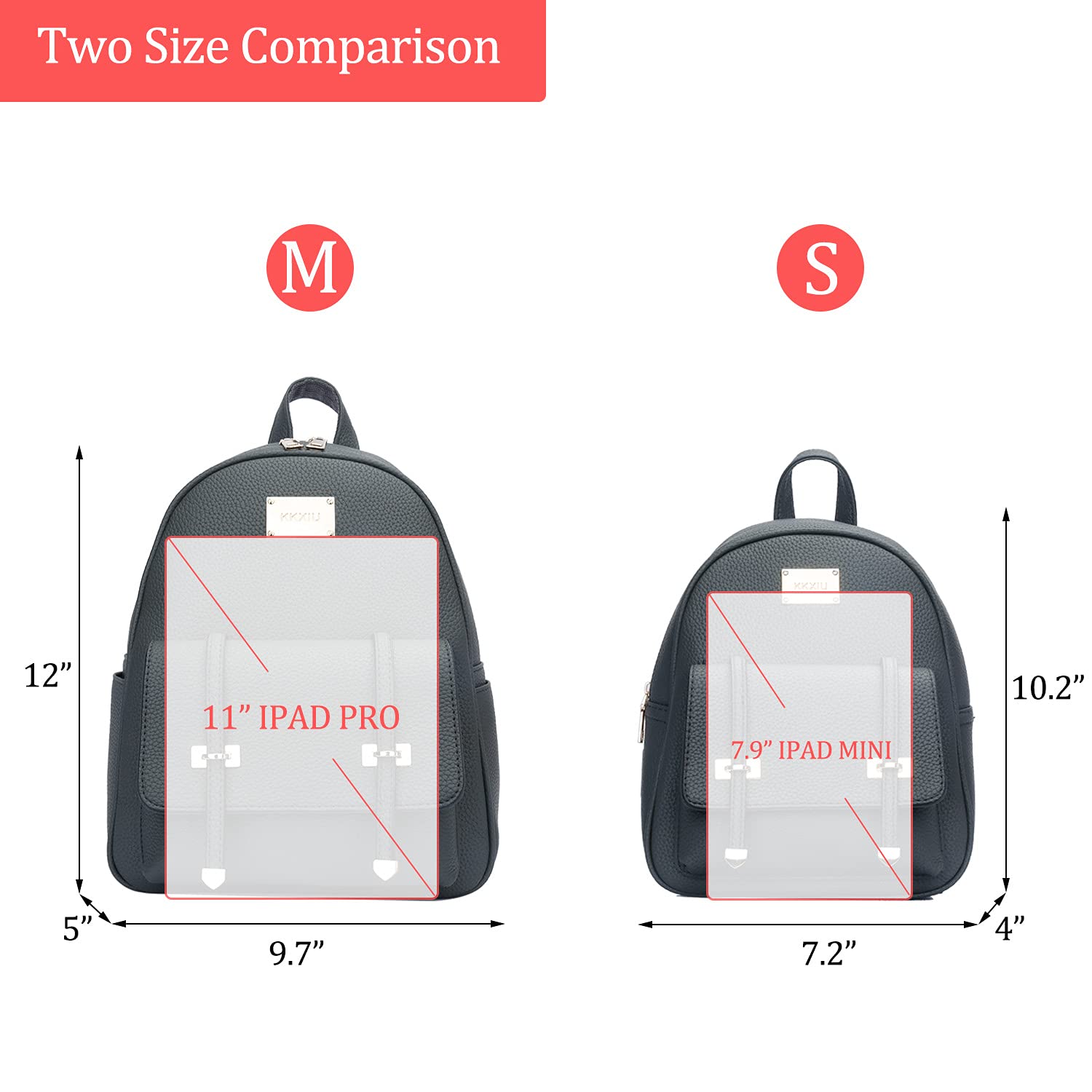 KKXIU Vegan Leather Mini Backpack for Girls & Teens - Cute Small Bookbag with Pompom, Stylish Daypack for School, Travel & Daily Use
