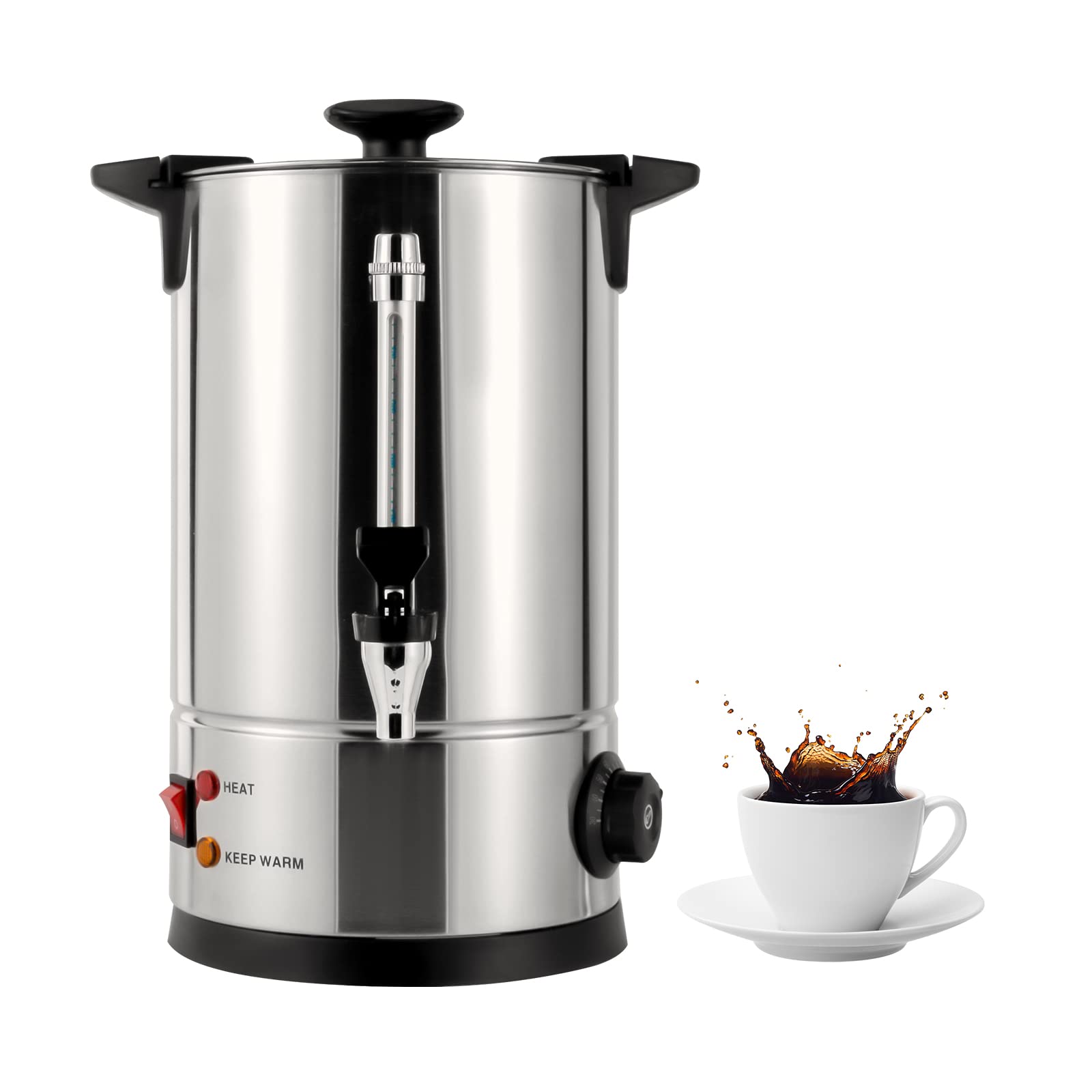 Commercial Grade Stainless Steel 54-Cup (8L/2.11gal) Coffee Urn with Percolator - Large Capacity Coffee Maker & Hot Water Dispenser for Home, Office, Wedding, Catering & Events - Perfect for Parties, Banquets & Bulk Brewing