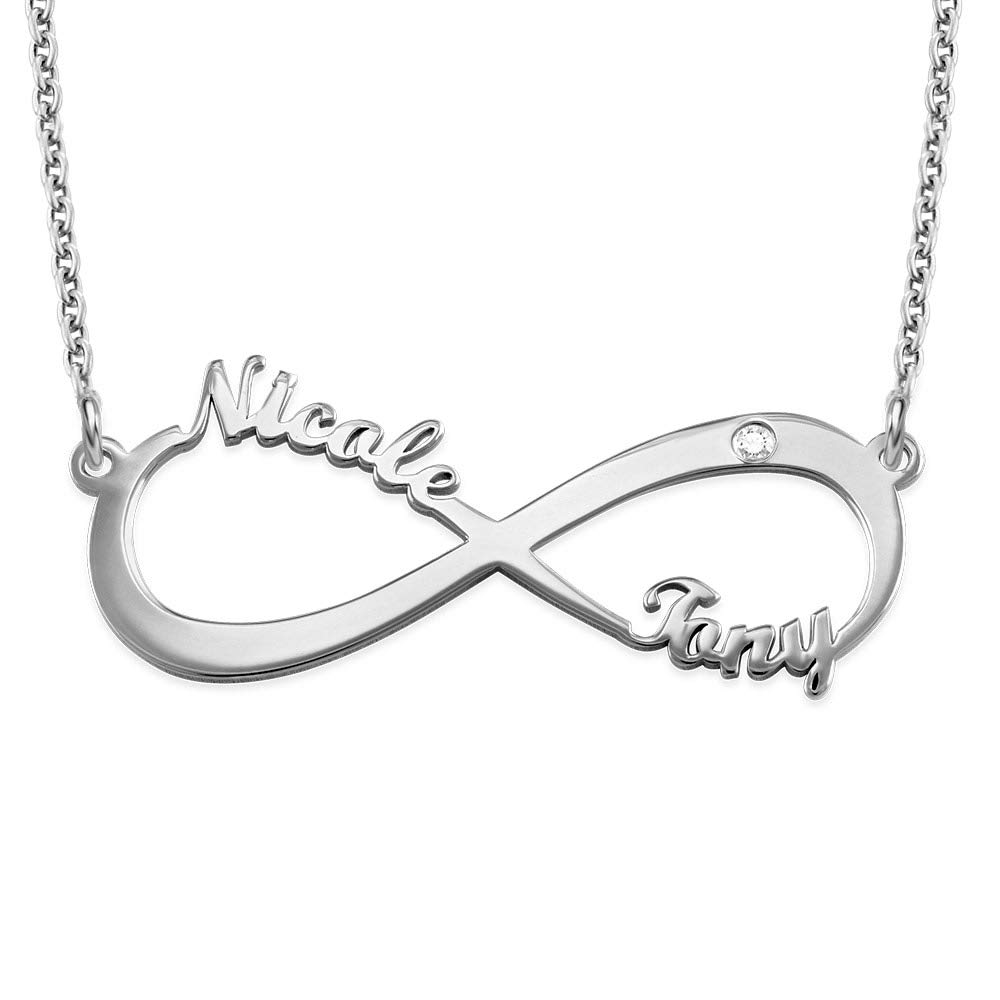 Personalized Infinity Name Necklace with Diamond Options - Custom Engraved Jewelry for Women - Dainty Gift for Mother's Day, Christmas, Anniversary - Perfect for Everyday Wear, Date Nights & Special Occasions