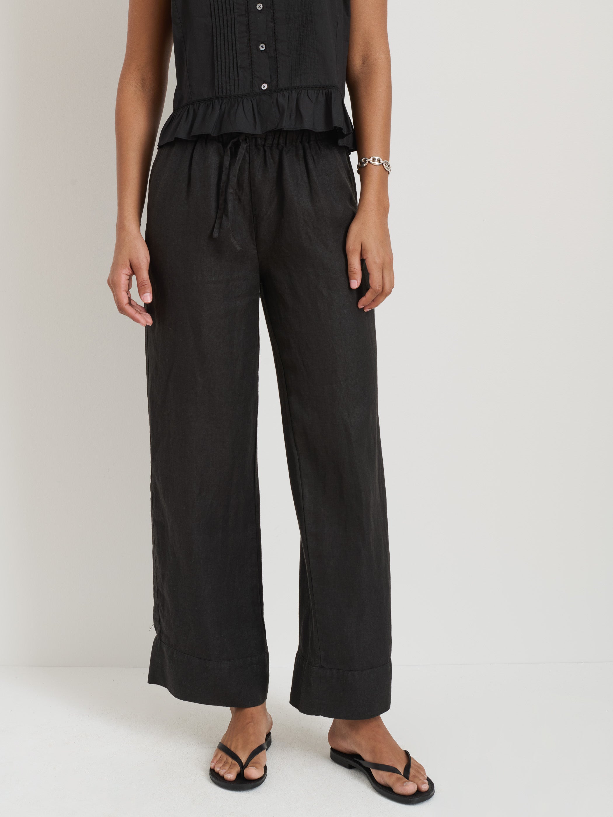 Riley Women's Linen Pants - Comfortable & Breathable High Waisted Casual Trousers for Summer, Travel & Lounge Wear