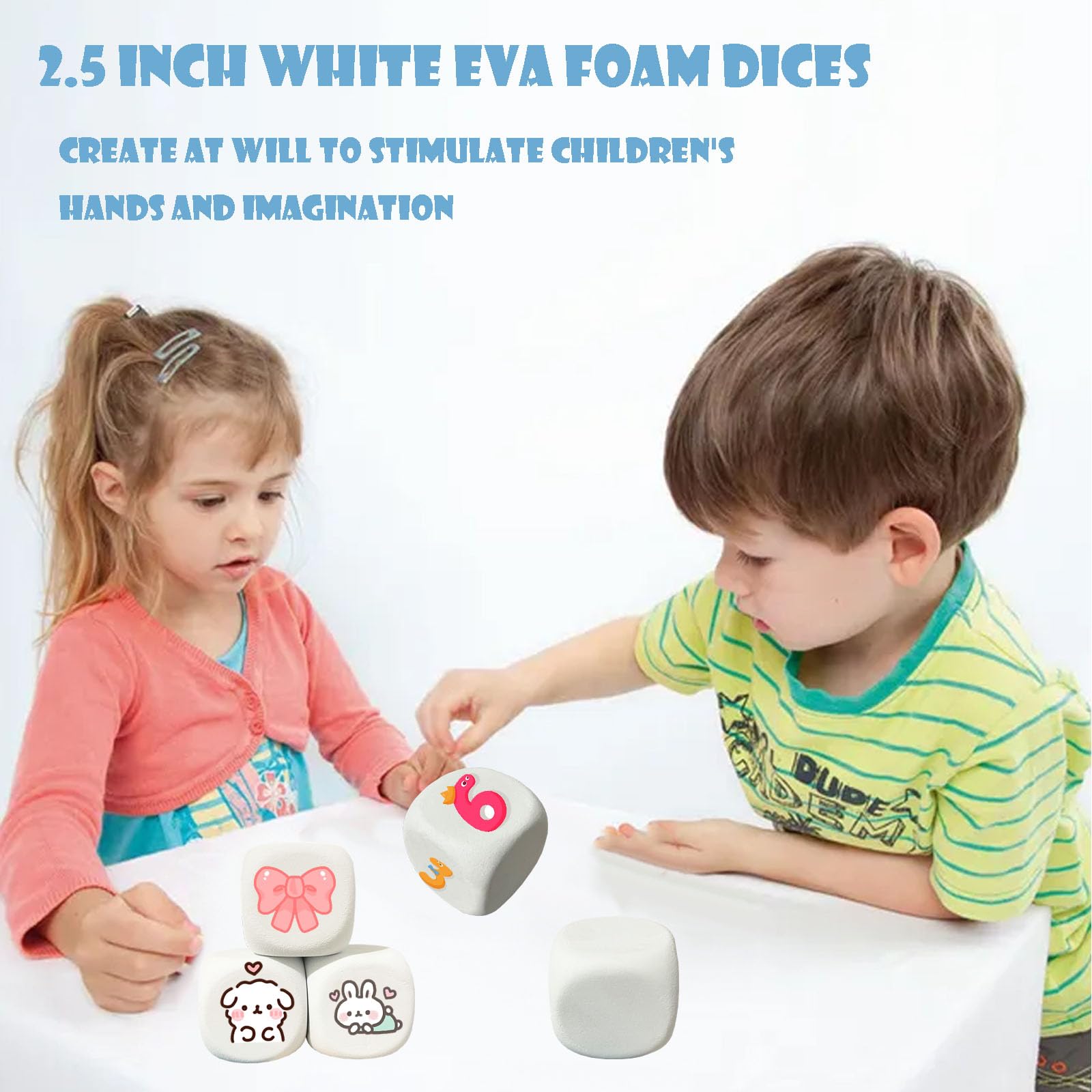 White EVA Foam Dice Blocks for Kids - 18PCS 1.96 Inch Soft Building Blocks for Creative Painting, Graffiti Art & Party Games - Perfect for DIY Crafts, Classroom Activities & Birthday Party Decorations