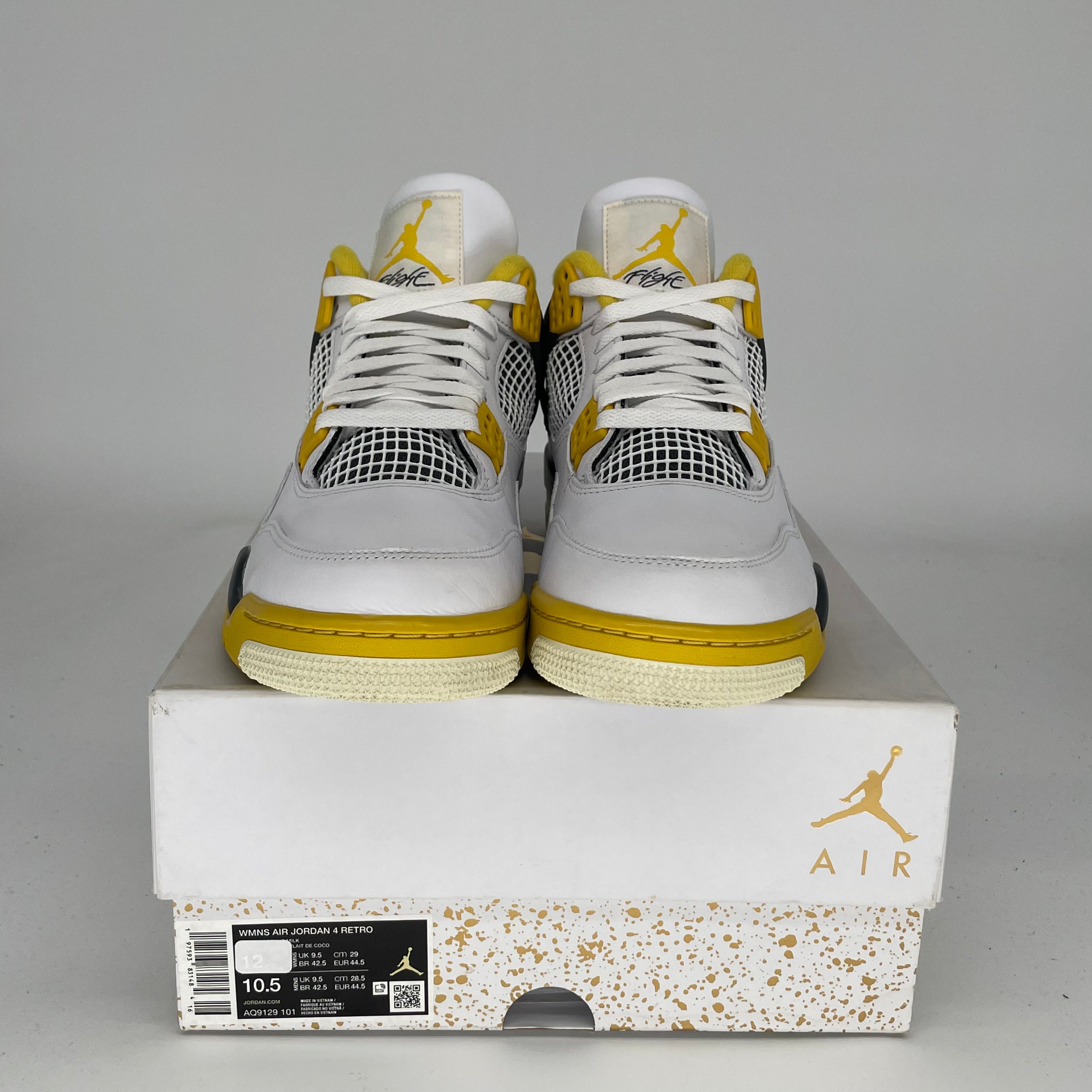 **Air Jordan 4 Vivid Sulfur Women's Sneakers - Size 10.5/12W (AQ9129-101) | Retro Basketball Shoes for Women, Streetwear & Casual Fashion**