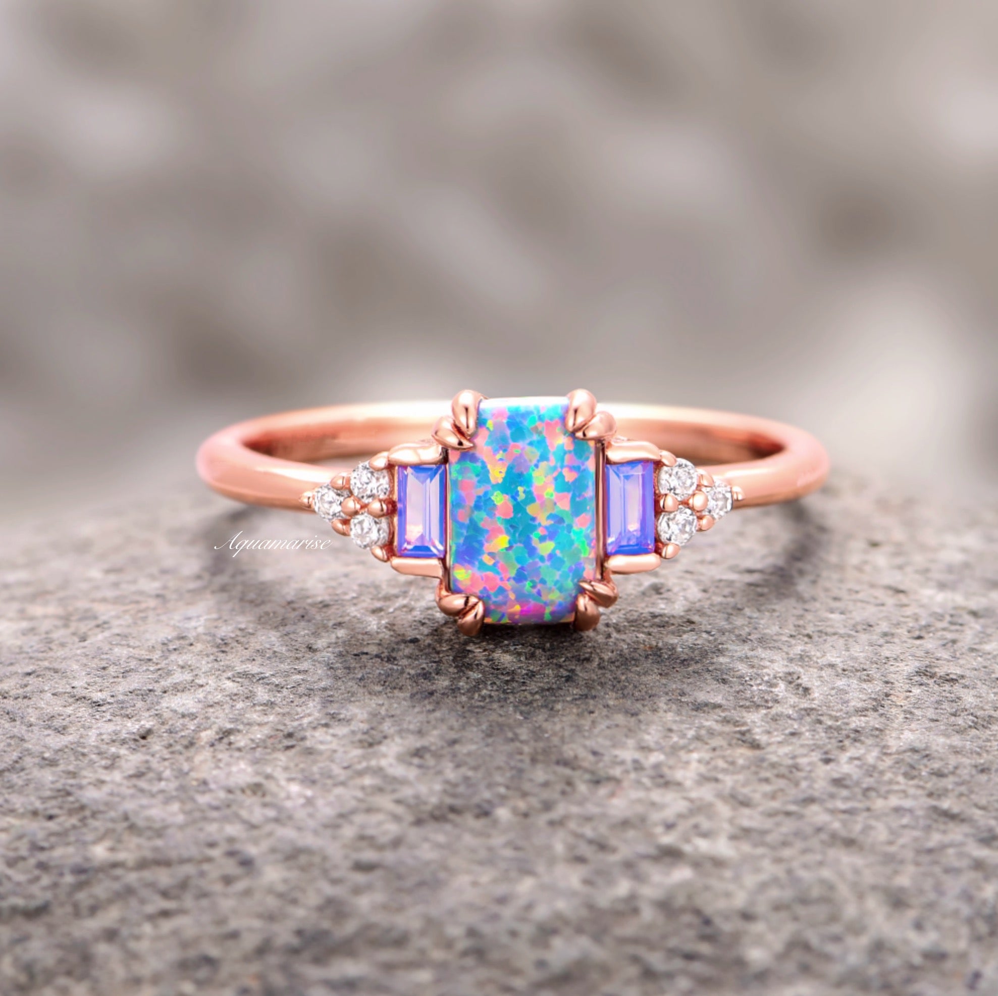 Light Blue Fire Opal & Opalescent Sapphire Couple Rings for Women & Men - Elegant Matching Wedding Bands for Engagements, Anniversaries & Romantic Gifts