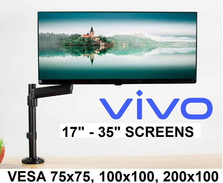 VIVO Heavy Duty Articulating Single Pneumatic Spring Arm Desk Mount Stand for 17-35 Inch Screens, VESA Compatible Black (Model: STAND V101H) - Perfect for Home Office, Gaming, and Multi-Monitor Setups