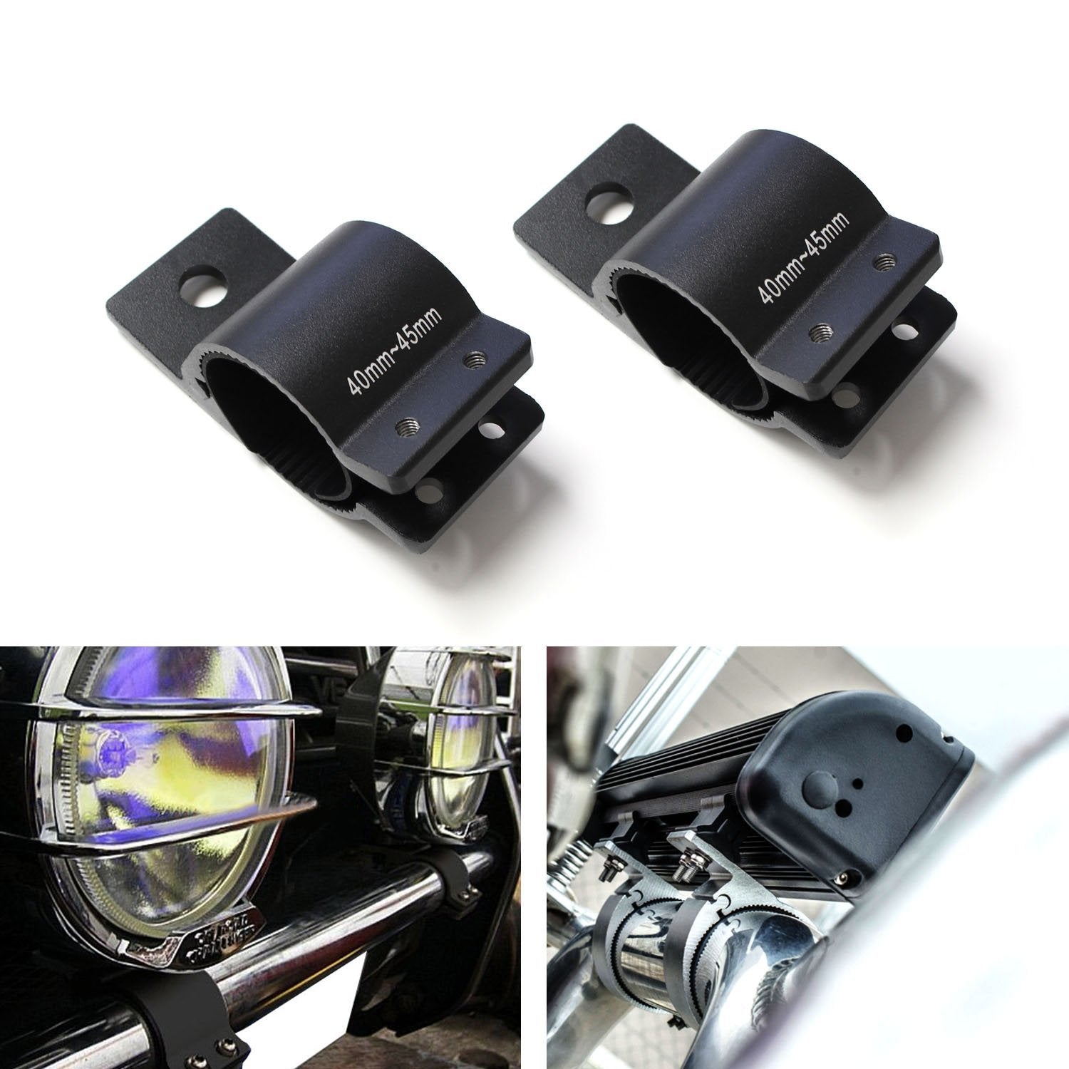 40mm & 45mm Universal Bullbar Mounting Bracket Clamp for LED Light Bars & Work Lamps - Heavy Duty Off-Road, Truck, ATV, UTV Lighting Accessories for Night Driving & Outdoor Adventures