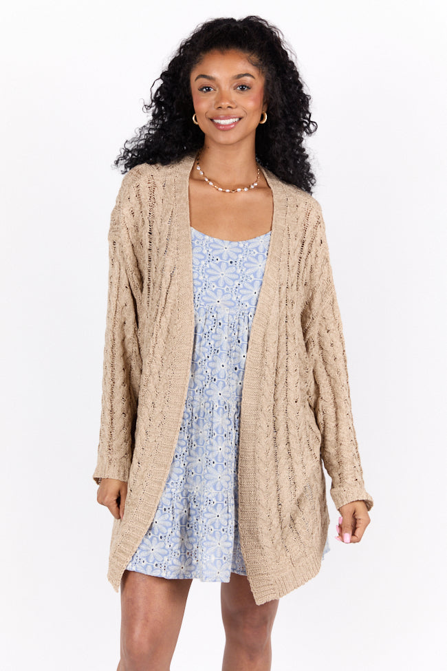 Soft & Cozy Taupe Knit Cardigan for Women - Perfect for Fall & Winter Layering | Mellow Moments FINAL SALE