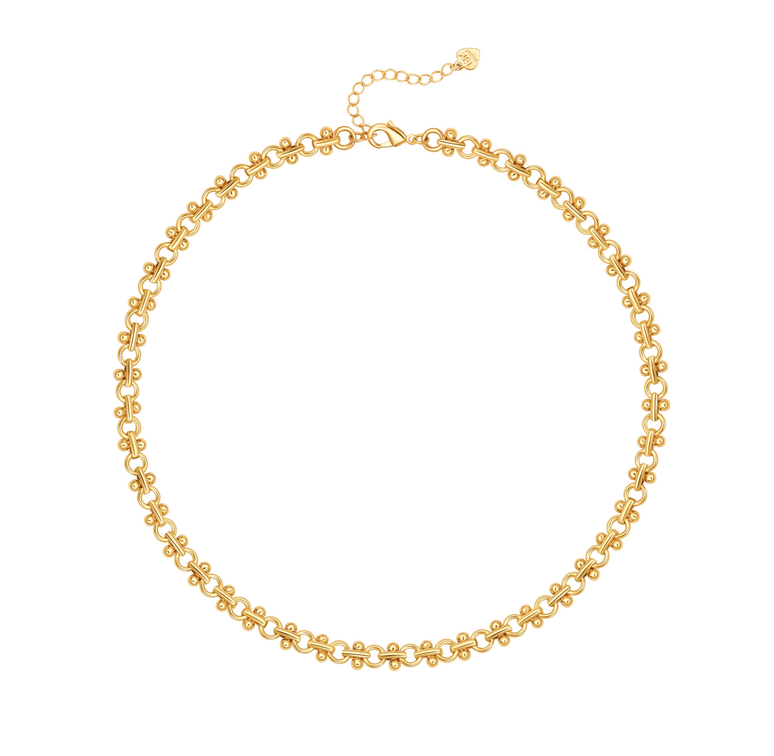18K Gold Plated Snake Chain Choker Necklace for Women - Dainty Leaf & Coffee Bean Love Knot Link Design | Perfect for Date Night, Parties & Everyday Elegance