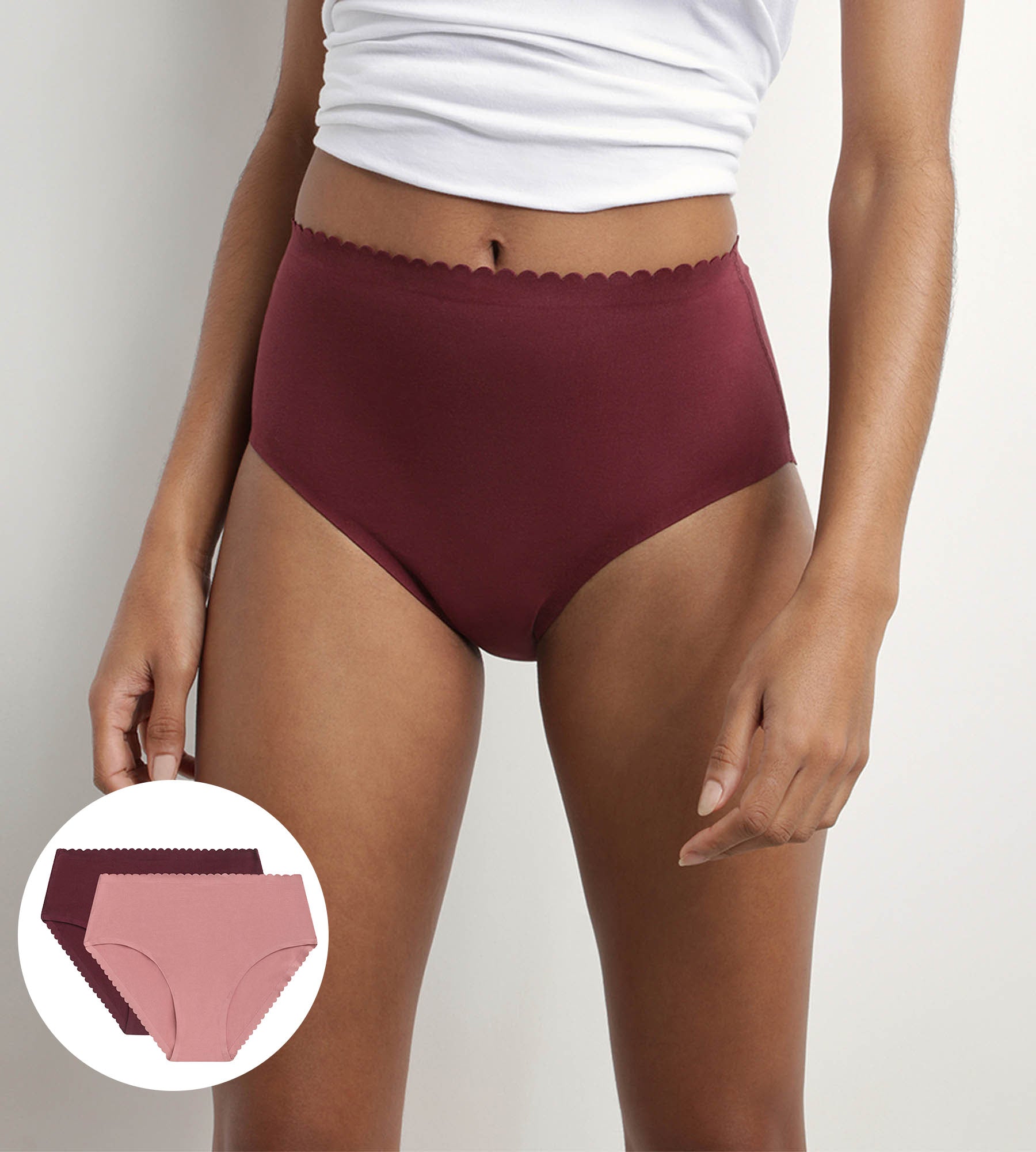 2 Pack High Waist Cotton Stretch Underwear - Rose Ruby Body Touch Easy | Comfortable Everyday Wear for Women