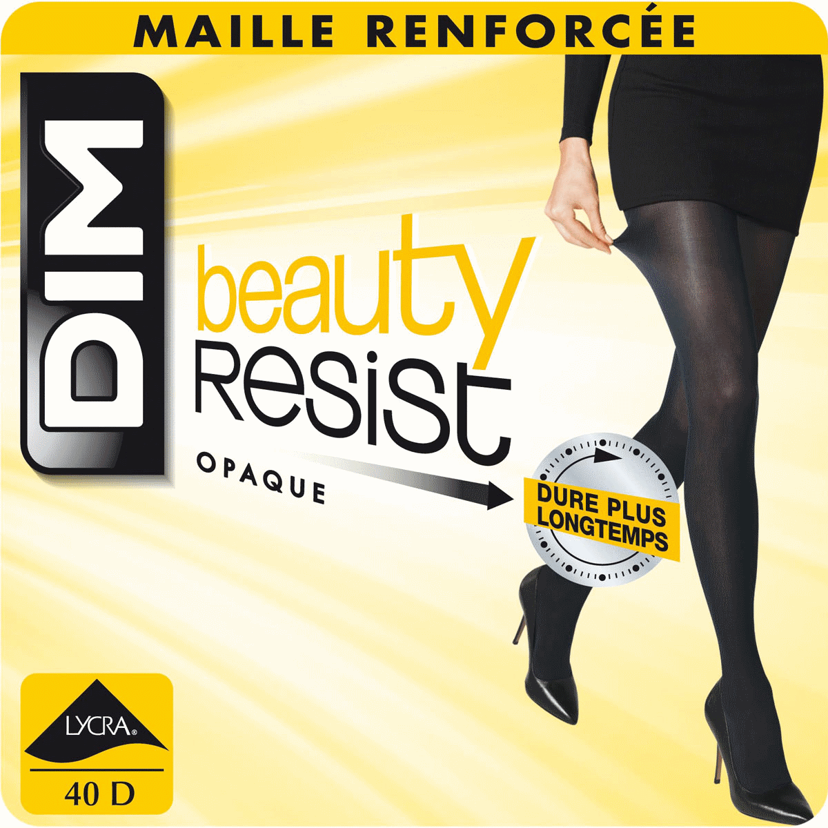 Collant Beauty Resist Noir Opaque 40D Tights - Matte Black Sheer Pantyhose for Women, Comfortable & Durable for Office, Party & Everyday Wear