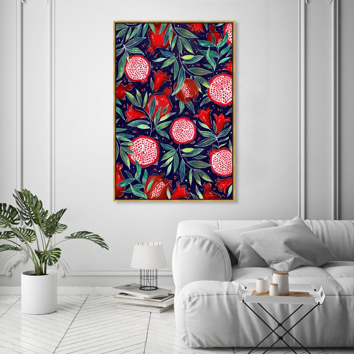 Blooming Tropical Flowers Framed Canvas Wall Art - White Cabin & Lodge Decor for Kitchen, Living Room, Bedroom | Nature Inspired Floral Print for Home & Office