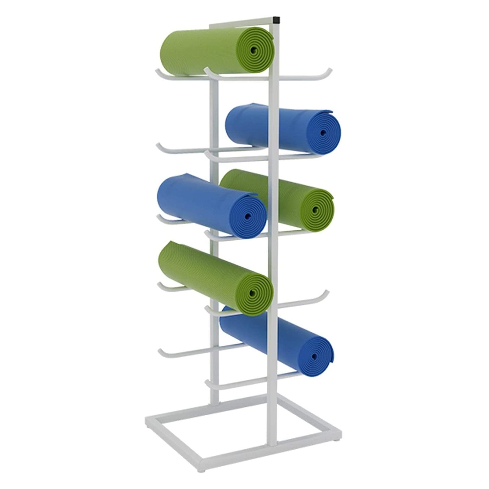 Premium Metal Yoga Mat Holder - Large Capacity Floor Stand for Foam Rollers & Sport Pads | Home Gym Storage Organizer (White) | Perfect for Yoga Studios, Fitness Rooms & Closet Organization