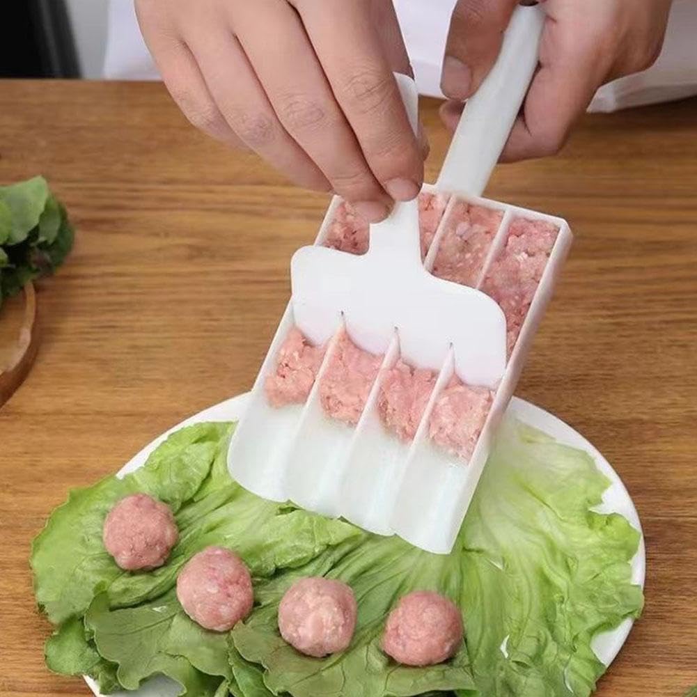 White Creative Kitchen Triple Meatball Maker - Non-Stick Meatball Scoop with Cutting Spade & Melon Baller | Perfect for Making Meatballs, Cookie Dough & Fruit Balls | Ideal for Home Cooking, Meal Prep & Party Food