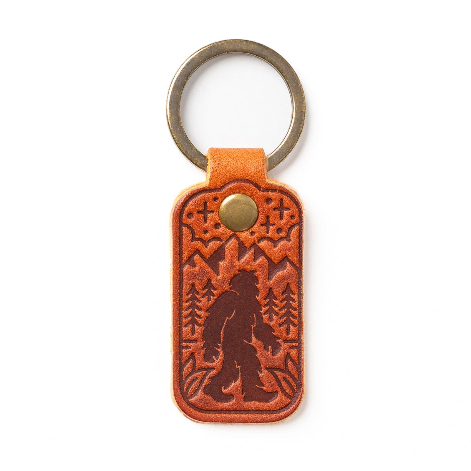 Premium Genuine Leather Keychain with Sasquatch Design - Durable & Stylish Key Holder for Men & Women - Perfect for Gifts, Travel, and Everyday Use