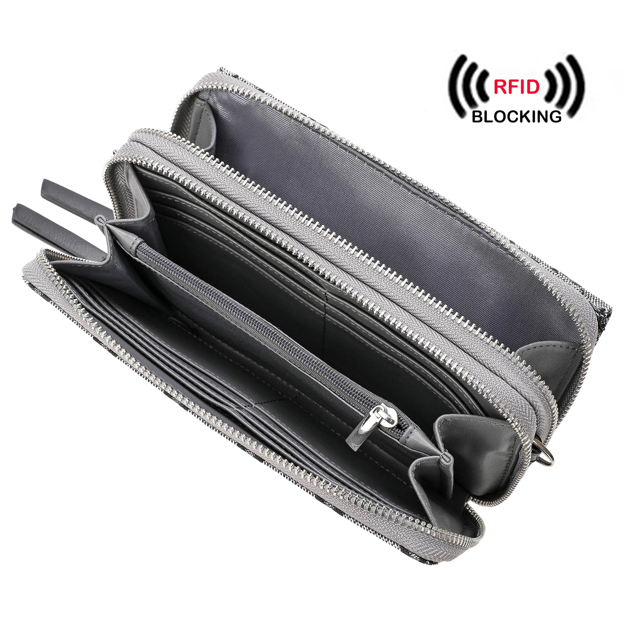 Lanyani RFID Blocking Crossbody Wallet Wristlet Purse for Women - Vegan Leather Phone Holder with Card Slots - Perfect for Travel, Shopping & Everyday Use