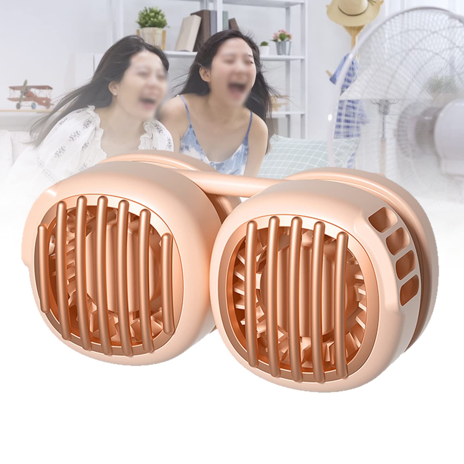 Bladeless Necklace Fan - Hands-Free Portable Hanging Fan for Sports, Travel, Home & Office - Mini Dual Neckband Cooling Fan for Indoor/Outdoor Use (Pink) - Perfect for Gym, Hiking, Commuting & Summer Activities