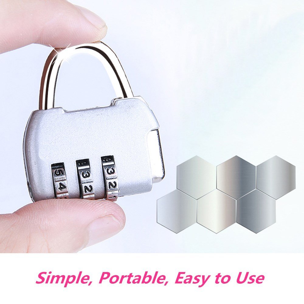 3-Digit Zinc Alloy Combination Lock - Secure Padlock for Luggage, Backpacks, Lockers & Cabinets (3-Pack) - Ideal for Travel, School & Home Security