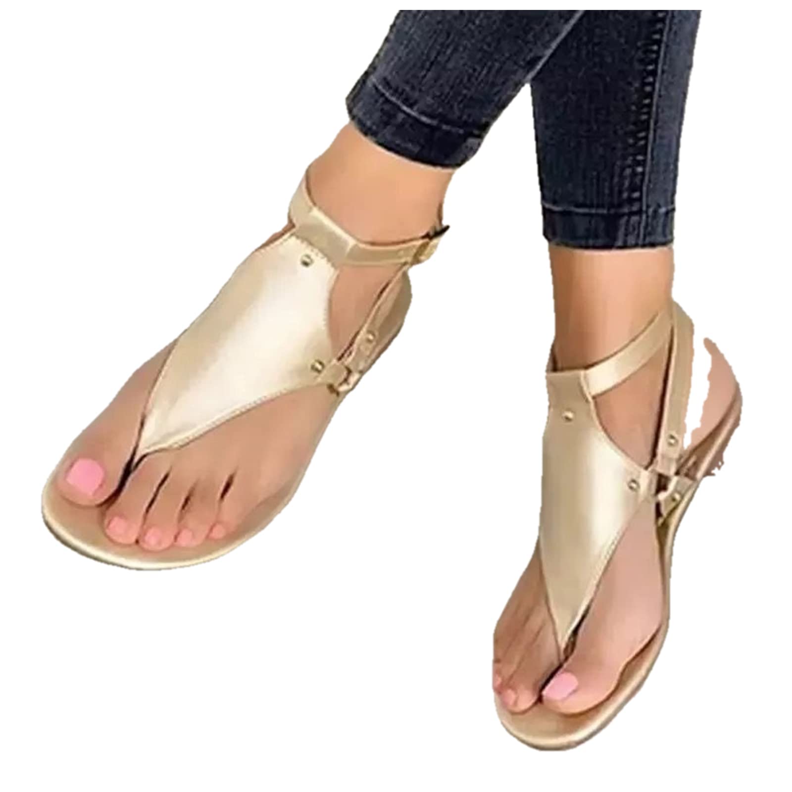Women's Flat Sandals with Ankle Strap - Clip Toe Dressy Summer Sandals for Casual & Beach Wear | Comfortable Strappy Gladiator Sandals for Outdoor, Vacation and Daily Use