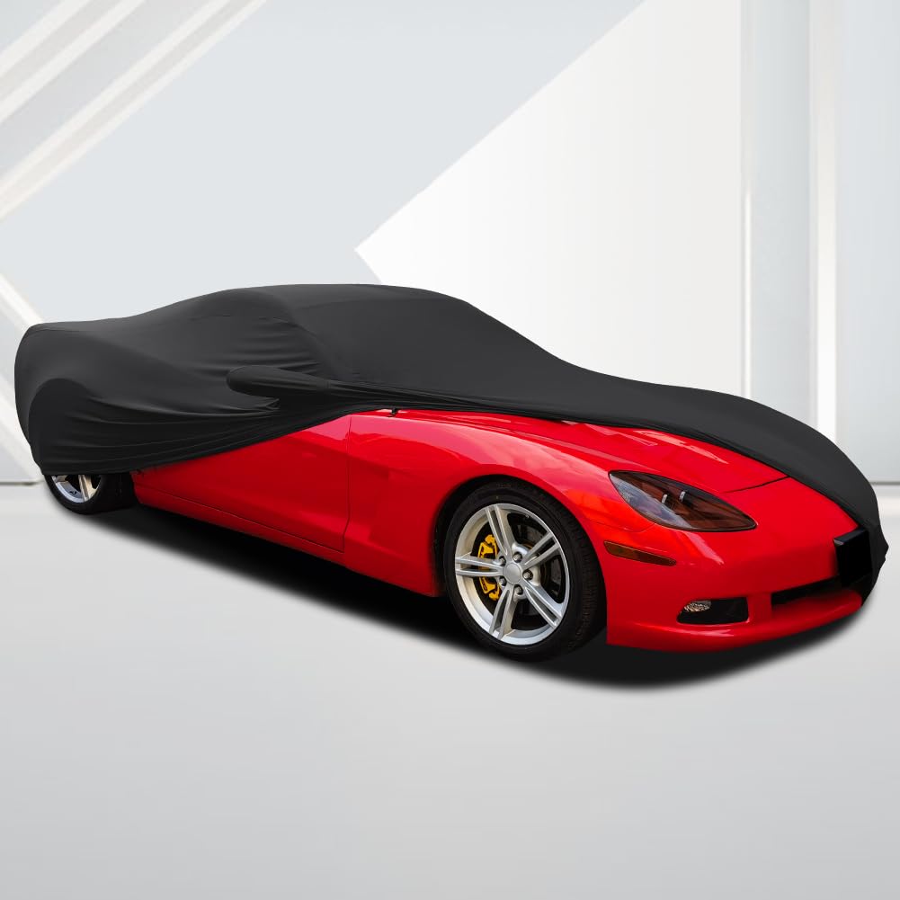 WinPower Indoor Sports Car Cover 154-169 Inches - Stretchable Dustproof Full Protection Car Cover for Underground Garage, Car Shows (Black) | Perfect for Indoor Storage, Vehicle Protection & Display Events