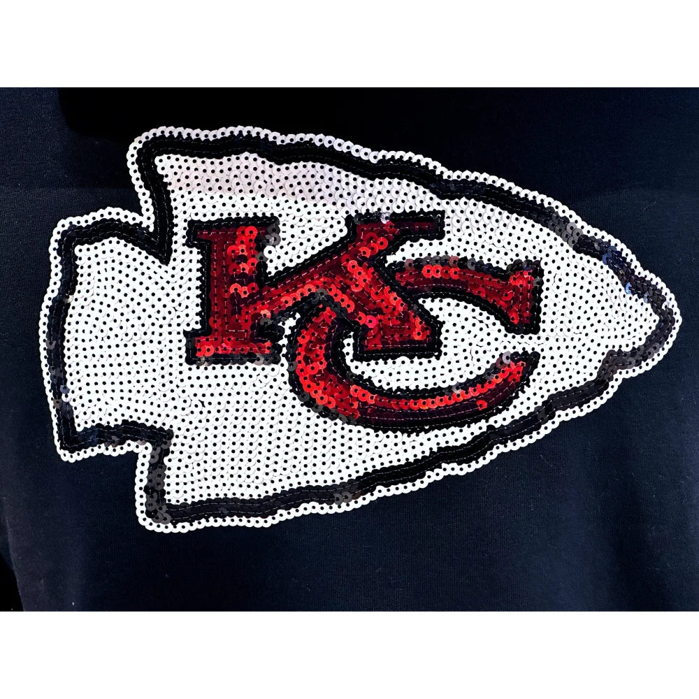 Kansas City Chiefs Women's Sequin Cropped Pullover Hoodie - Stylish NFL Football Fan Apparel for Game Day, Parties & Casual Wear