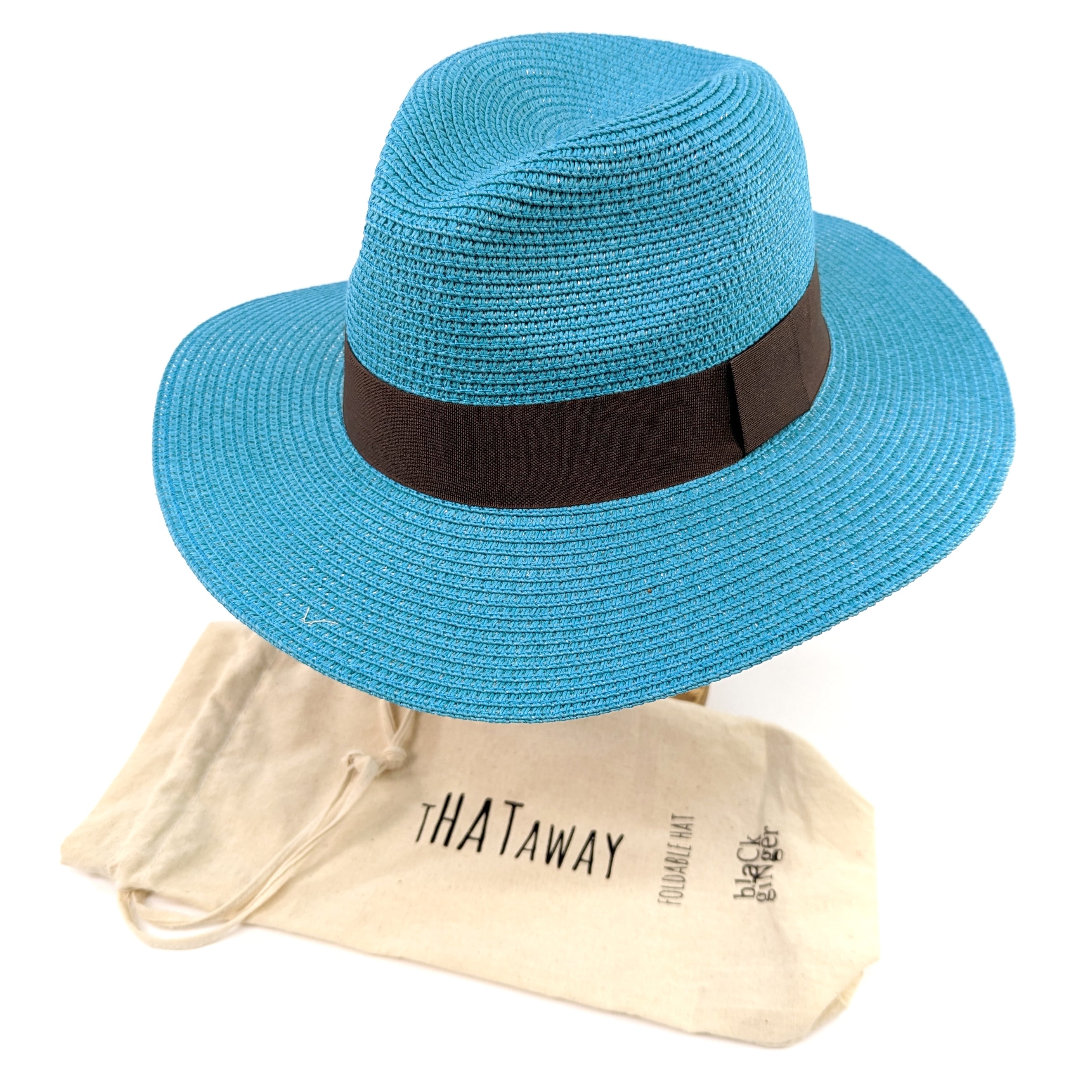 Stylish Turquoise Blue Panama Folding Hat (55cm) - Perfect for Beach Vacations, Summer Outings & Sun Protection