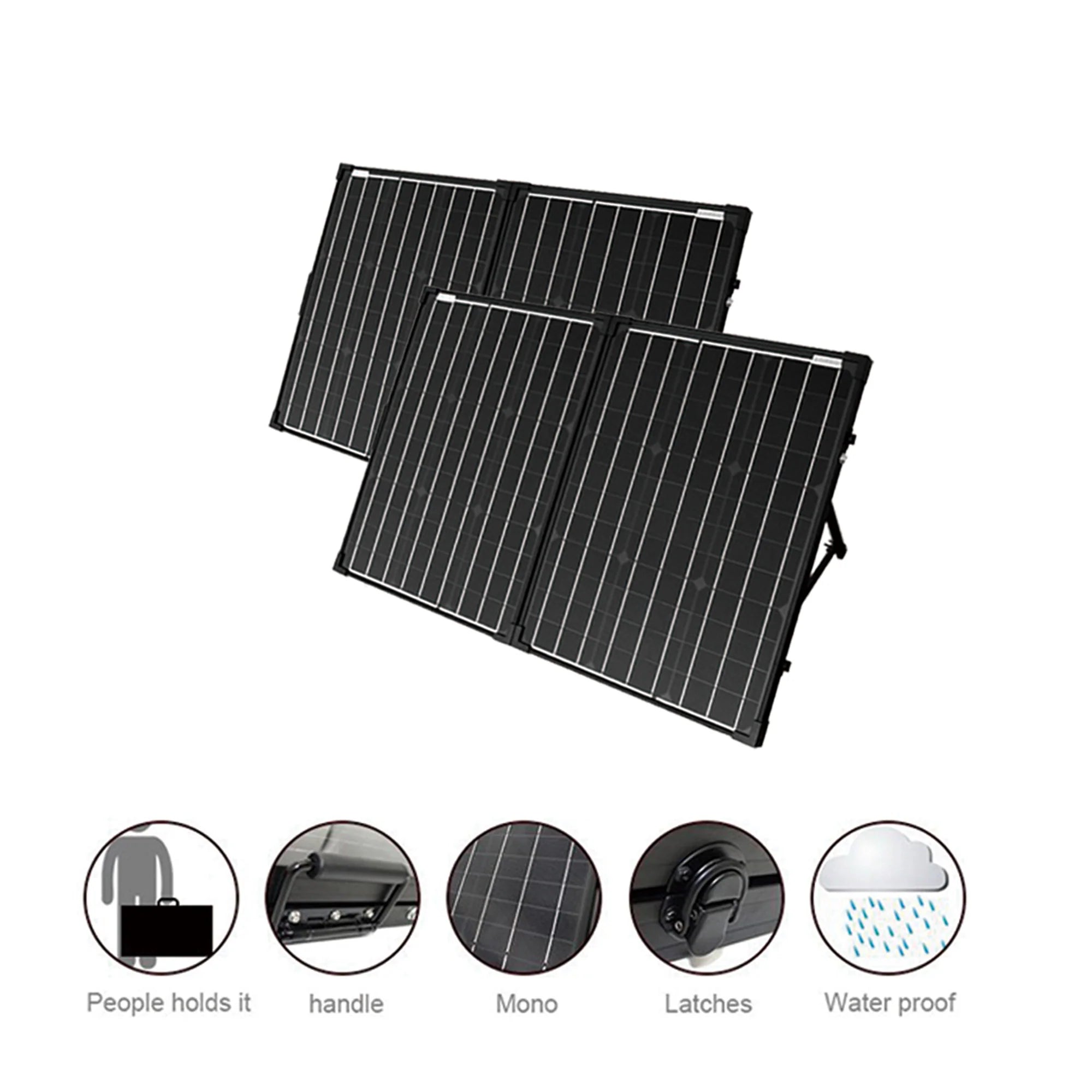 ACOPOWER 200W Portable Solar Panel Kit - Foldable Briefcase Design for Camping, RV, and Emergency Power Supply