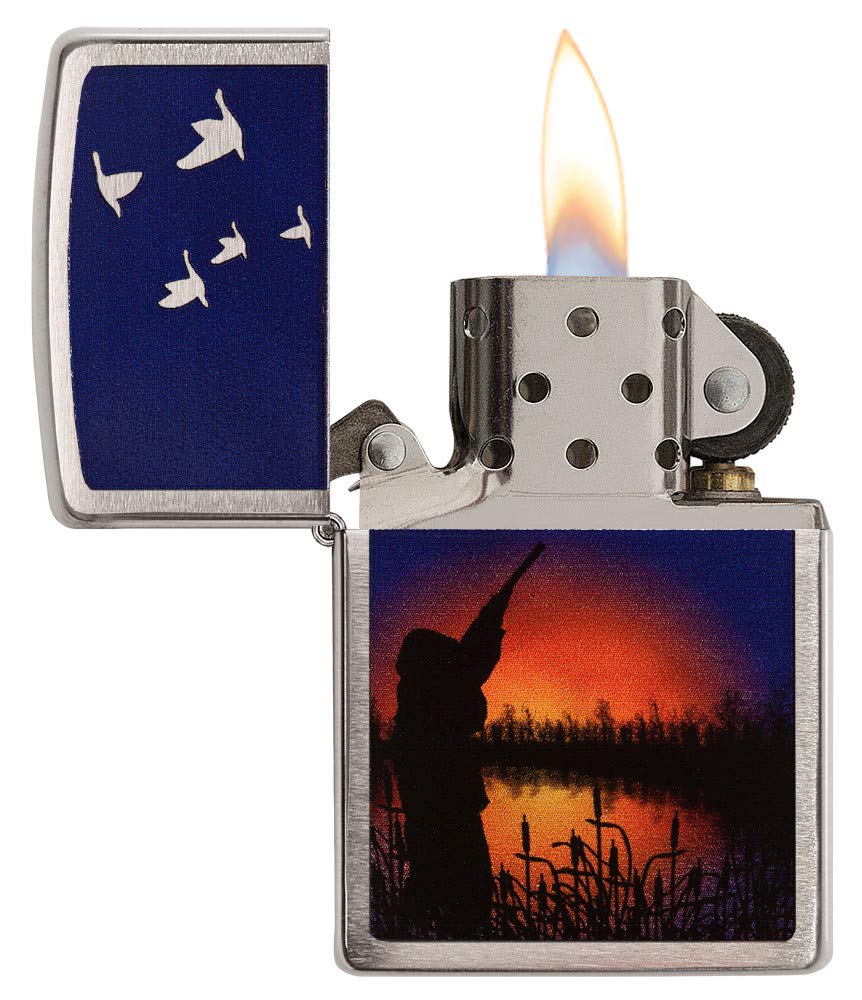 Zippo Sunset Pond Pocket Lighter - High Polish Chrome Finish | Windproof Refillable Metal Lighter for Camping, Hiking & Outdoor Adventures