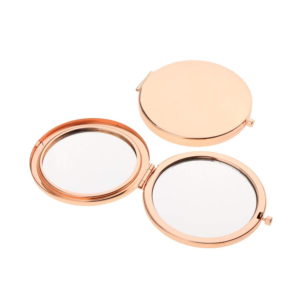 2 Pack Foldable Travel Mirror - Rose Gold Compact Cosmetic Mirror for Makeup & Shaving | Portable Pocket Mirror for Home, Travel, Gym & Purse