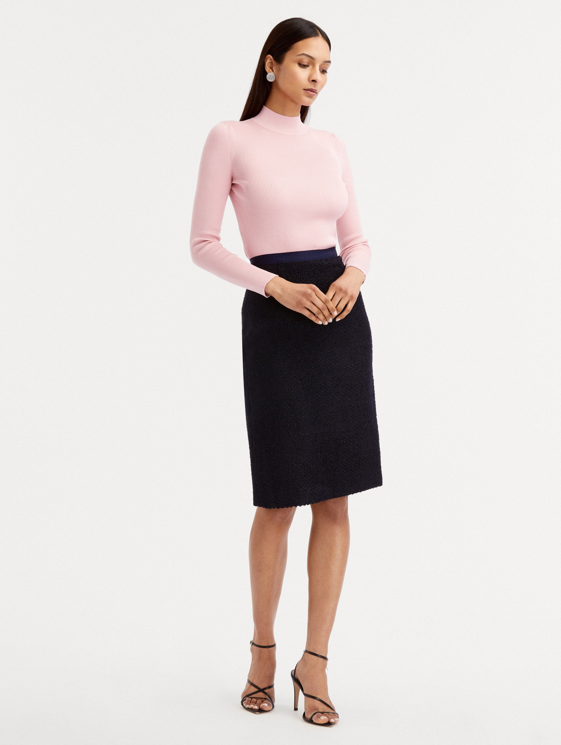 Elegant Boucle Tweed Pencil Skirt for Women - High Waist Office Work Skirt - Perfect for Business, Cocktail Parties & Formal Events
