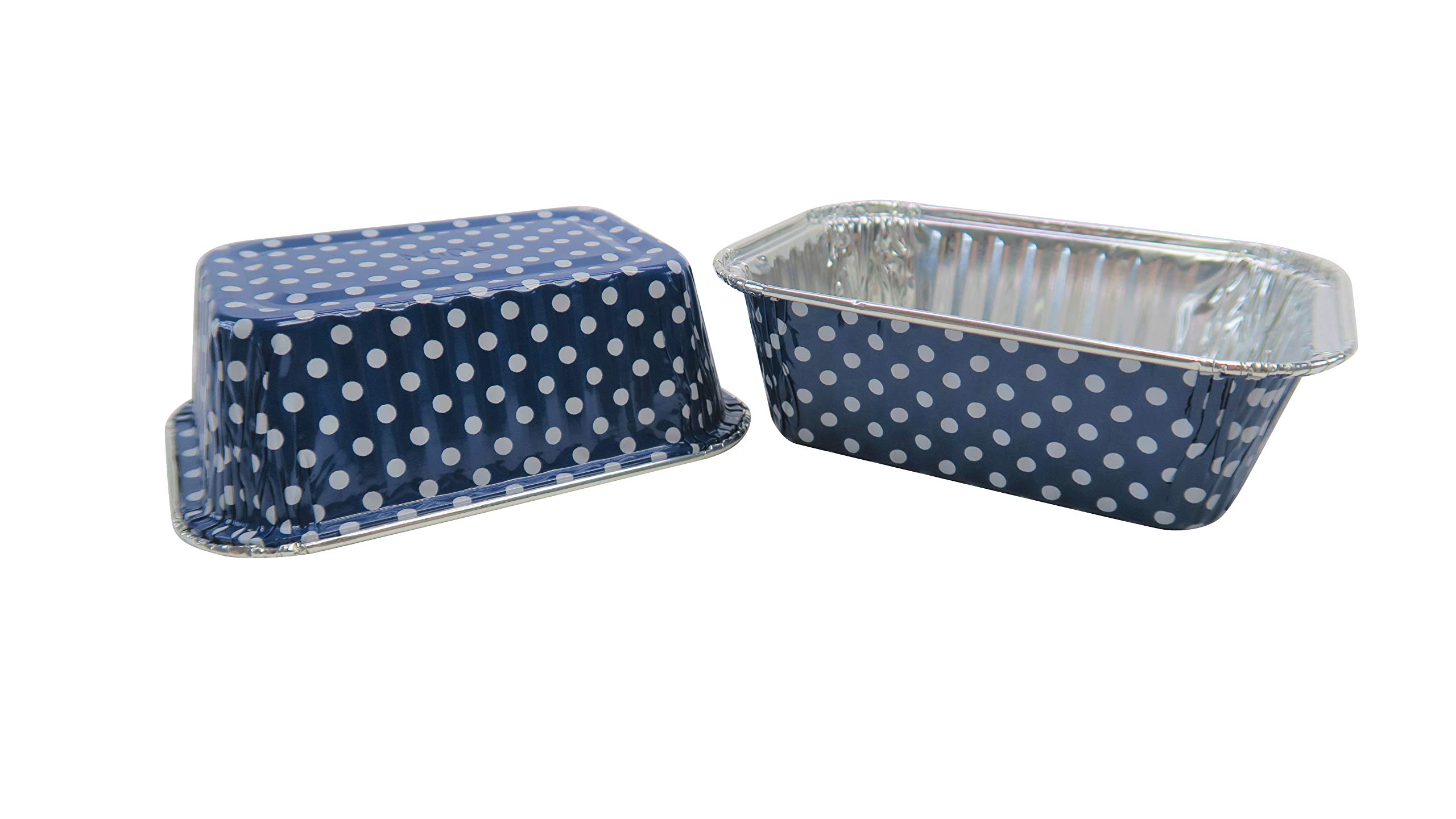 KitchenDance 6 oz Disposable Aluminum Mini Loaf Pans - 2000 Pack, Blue Polka Dot Design (No Lids) | Perfect for Baking, Meal Prep & Party Favors