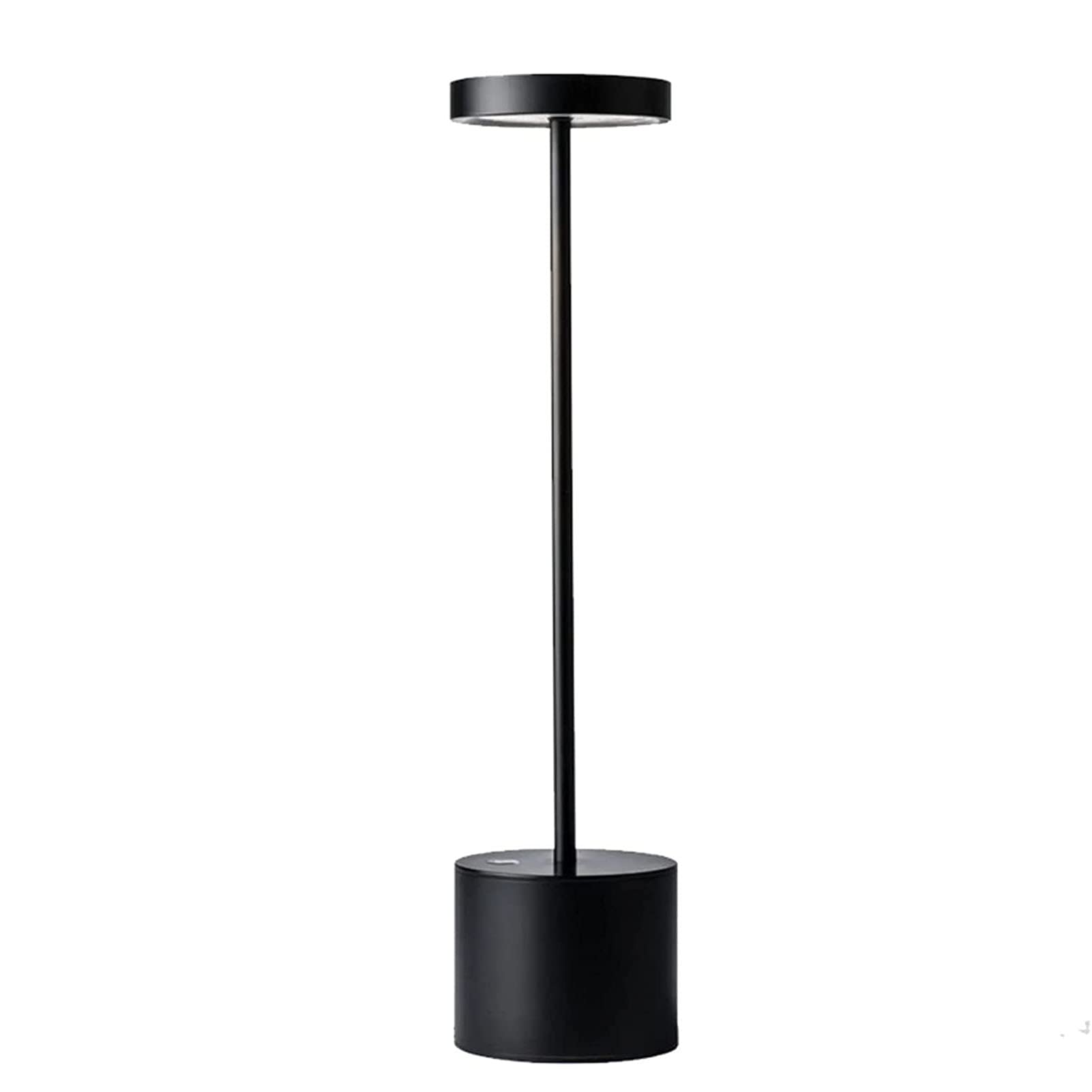 Art Deco Table Lamp - Cordless & Portable Metal Desk Lamp with 1800mAh Battery, 2-Level Brightness Adjustable Night Light (Black) - Perfect for Bedroom, Living Room, Office & Reading Nook