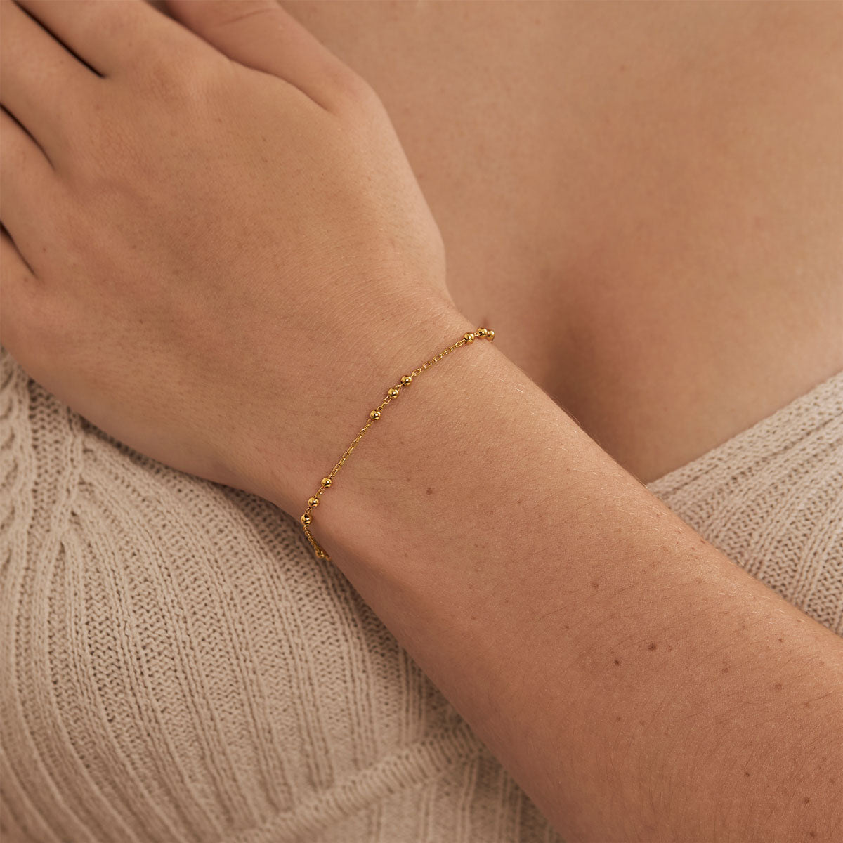Elegant Gold Beaded Chain Bracelet for Women - Perfect for Parties, Weddings & Everyday Wear