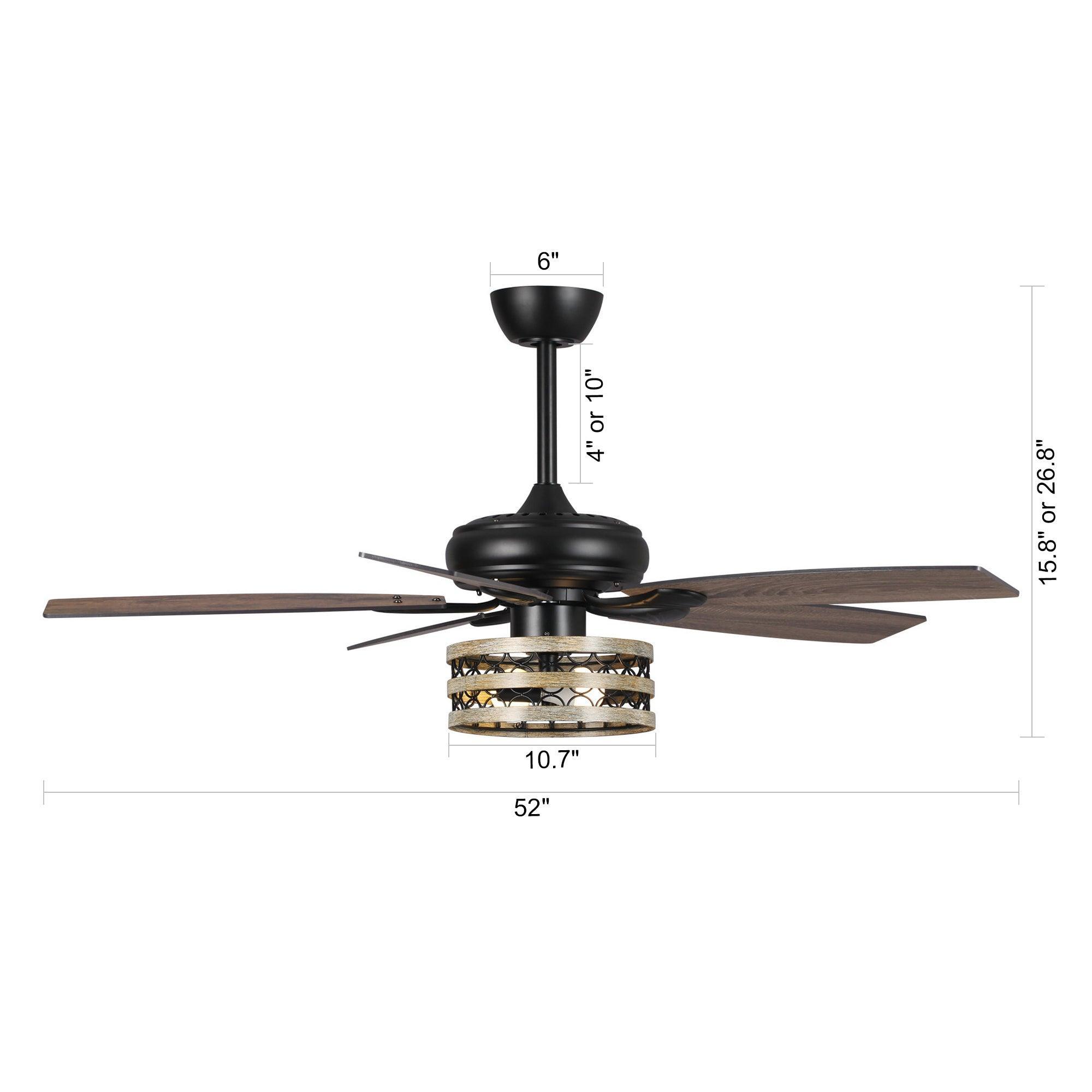 52 Alward Smart Ceiling Fan with LED Light Kit - Remote Control, Dimmable, Energy Efficient - Perfect for Bedroom, Living Room, and Office
