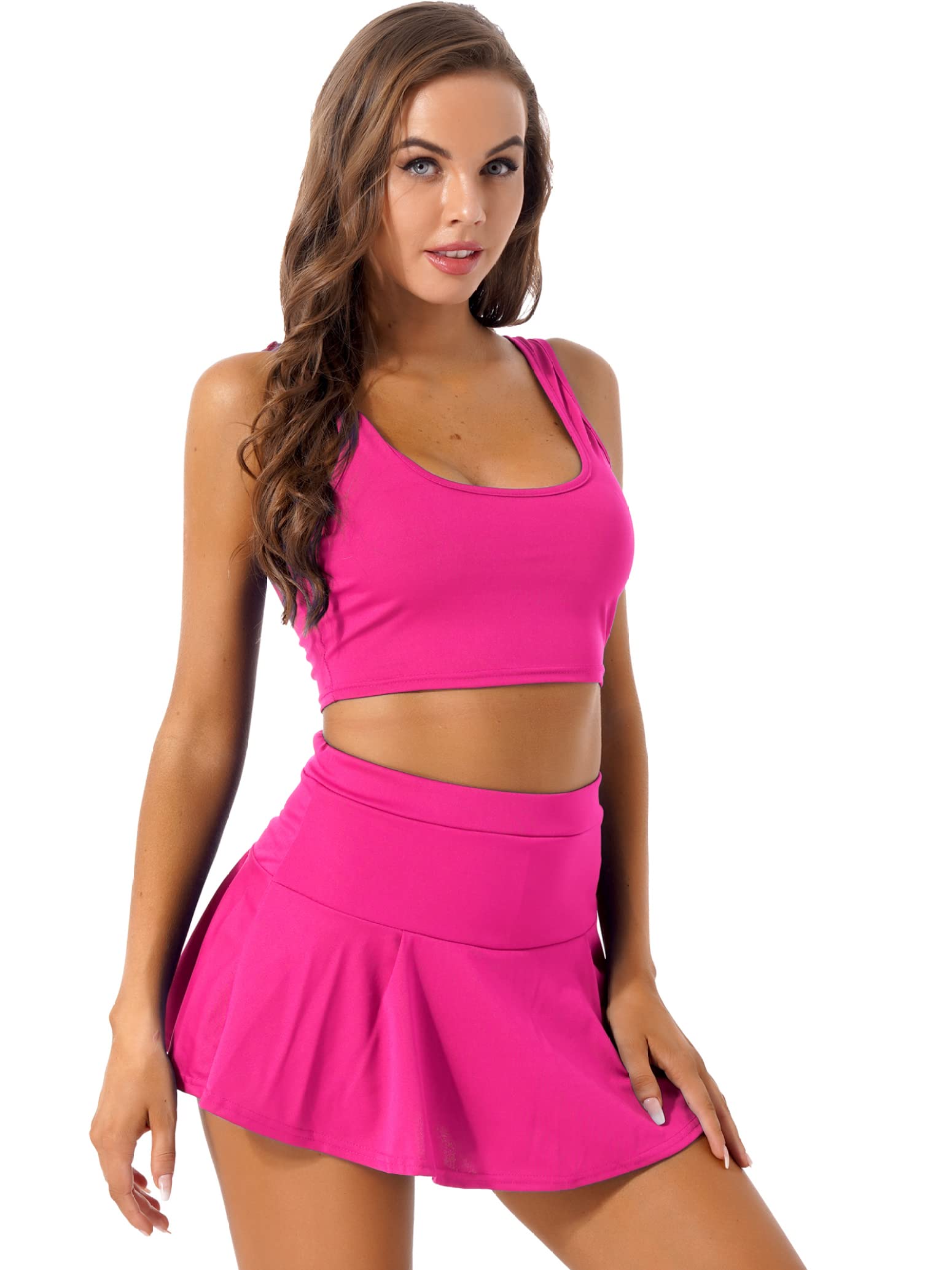 Loloda Women's Cheerleader Costume - Sexy Cheerleading Uniform with Crop Top & Skirt Set for Adults - Perfect for Halloween, Cosplay, Dance Performances & School Spirit Events